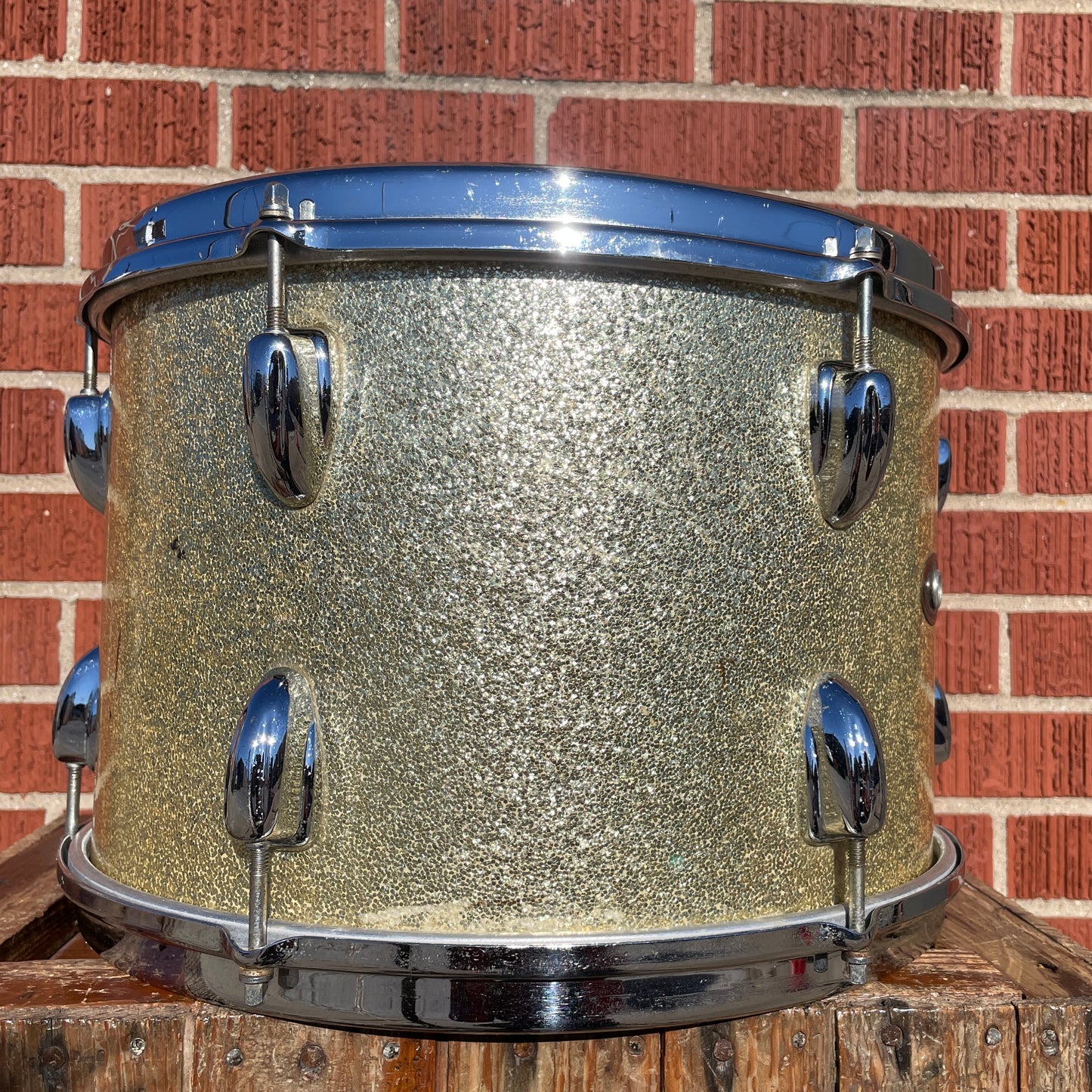 1960s Slingerland 9x13 Tom Drum Single Silver Sparkle