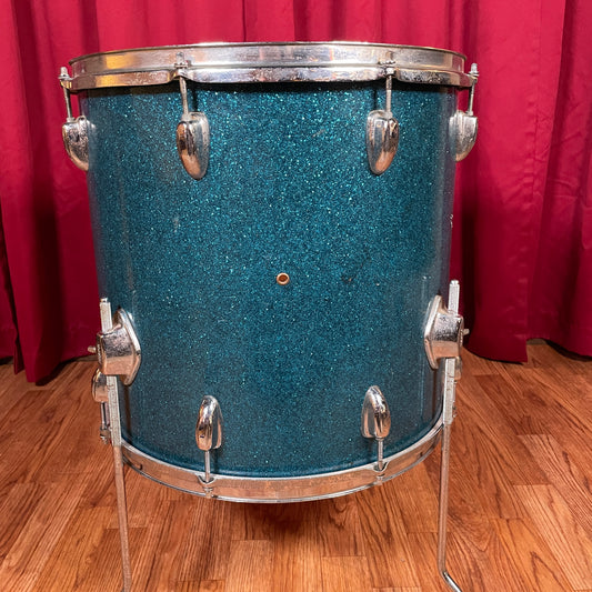 1960s Pearl 16x16 Floor Tom Drum Blue Sparkle MIJ / Japan