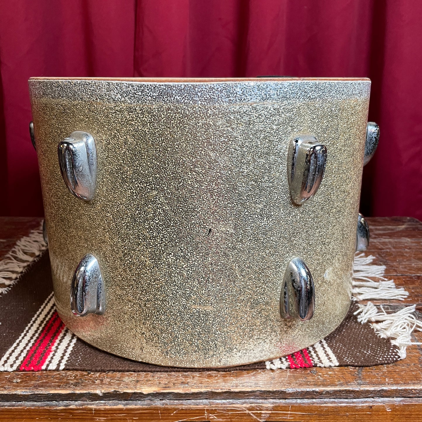 1960s Slingerland 9x13 Tom Drum Shell Silver Sparkle