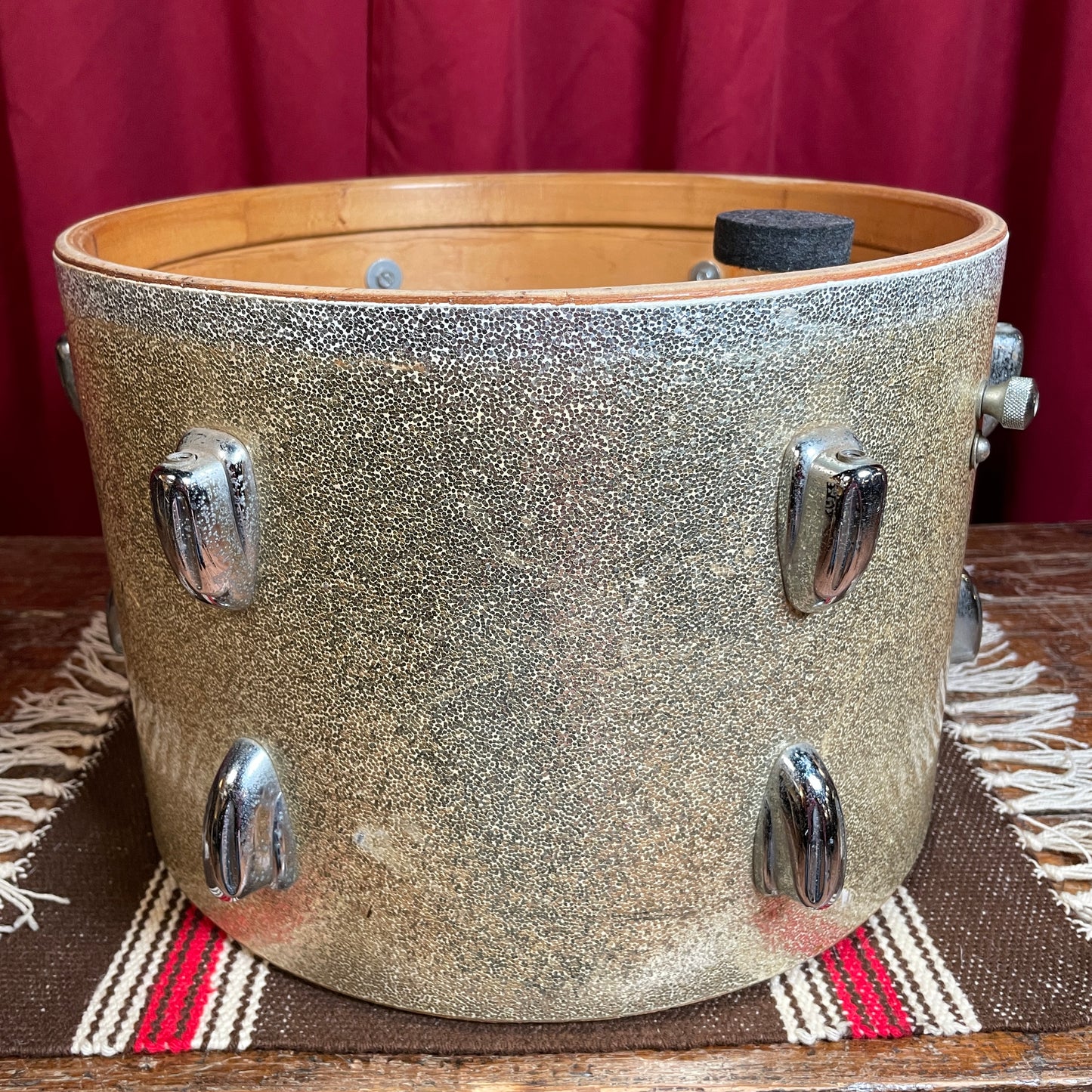 1960s Slingerland 9x13 Tom Drum Shell Silver Sparkle