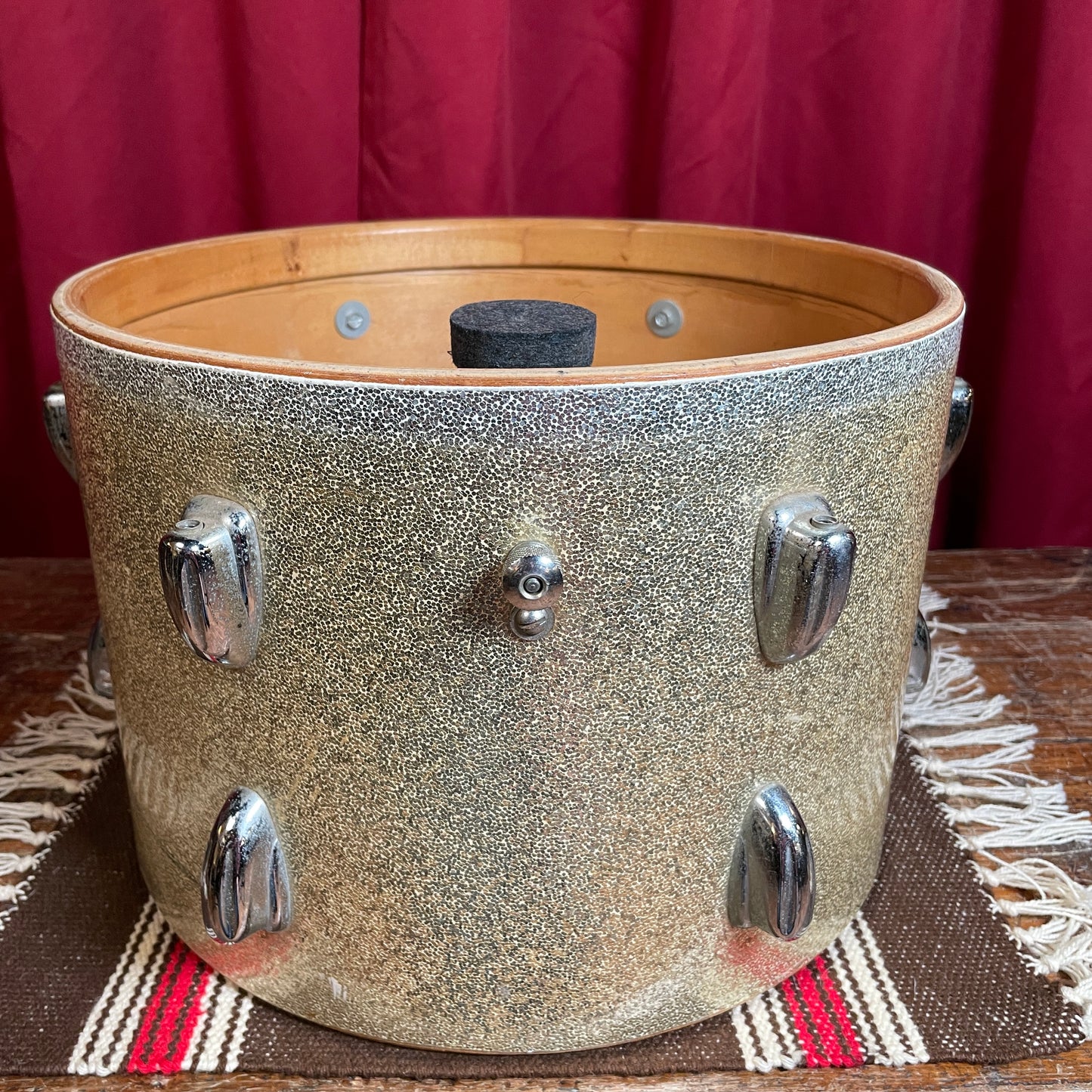 1960s Slingerland 9x13 Tom Drum Shell Silver Sparkle