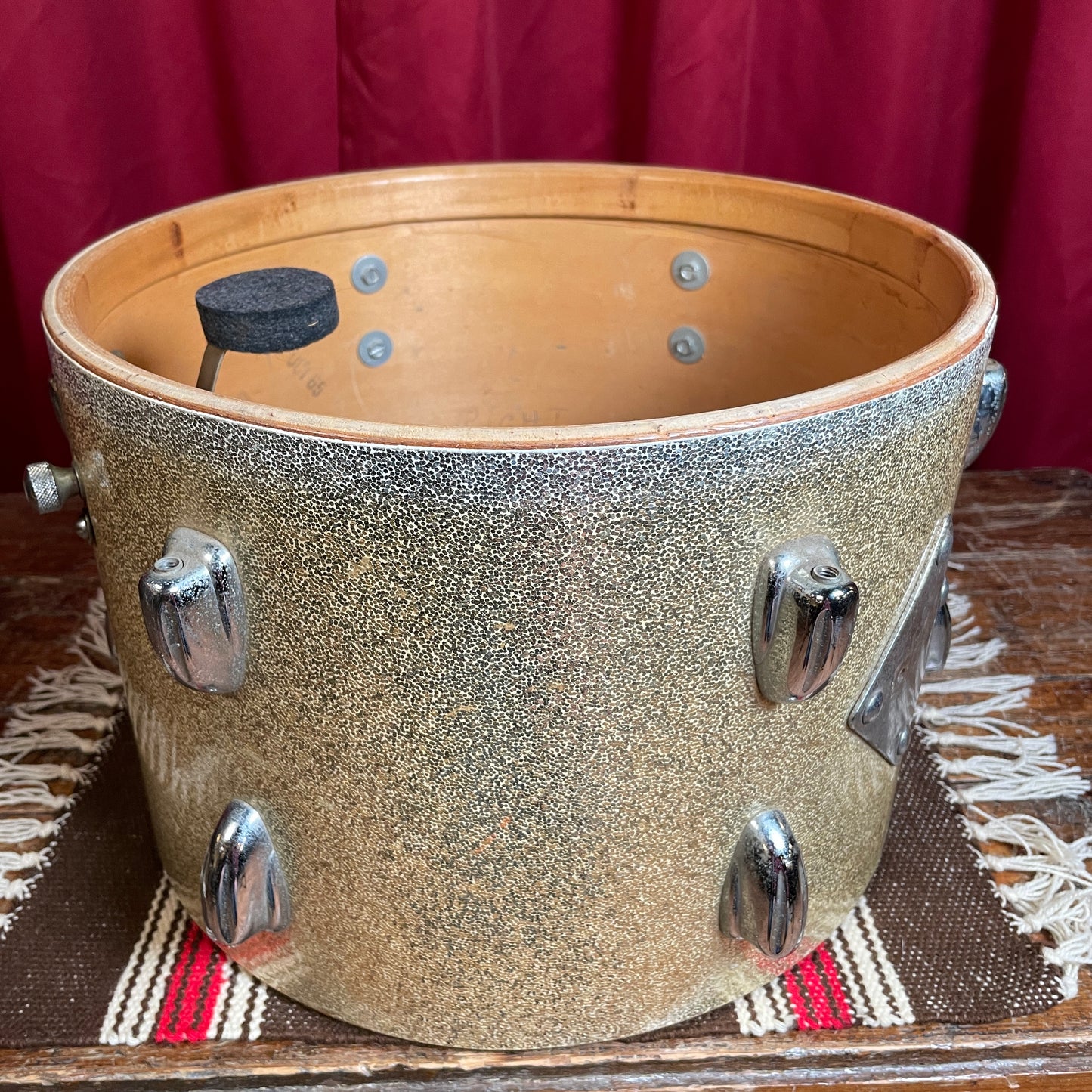 1960s Slingerland 9x13 Tom Drum Shell Silver Sparkle