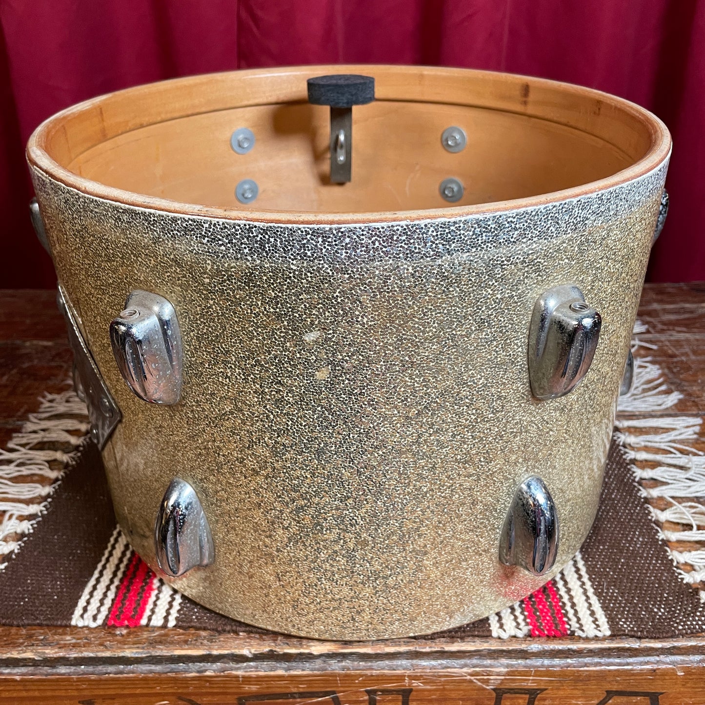 1960s Slingerland 9x13 Tom Drum Shell Silver Sparkle