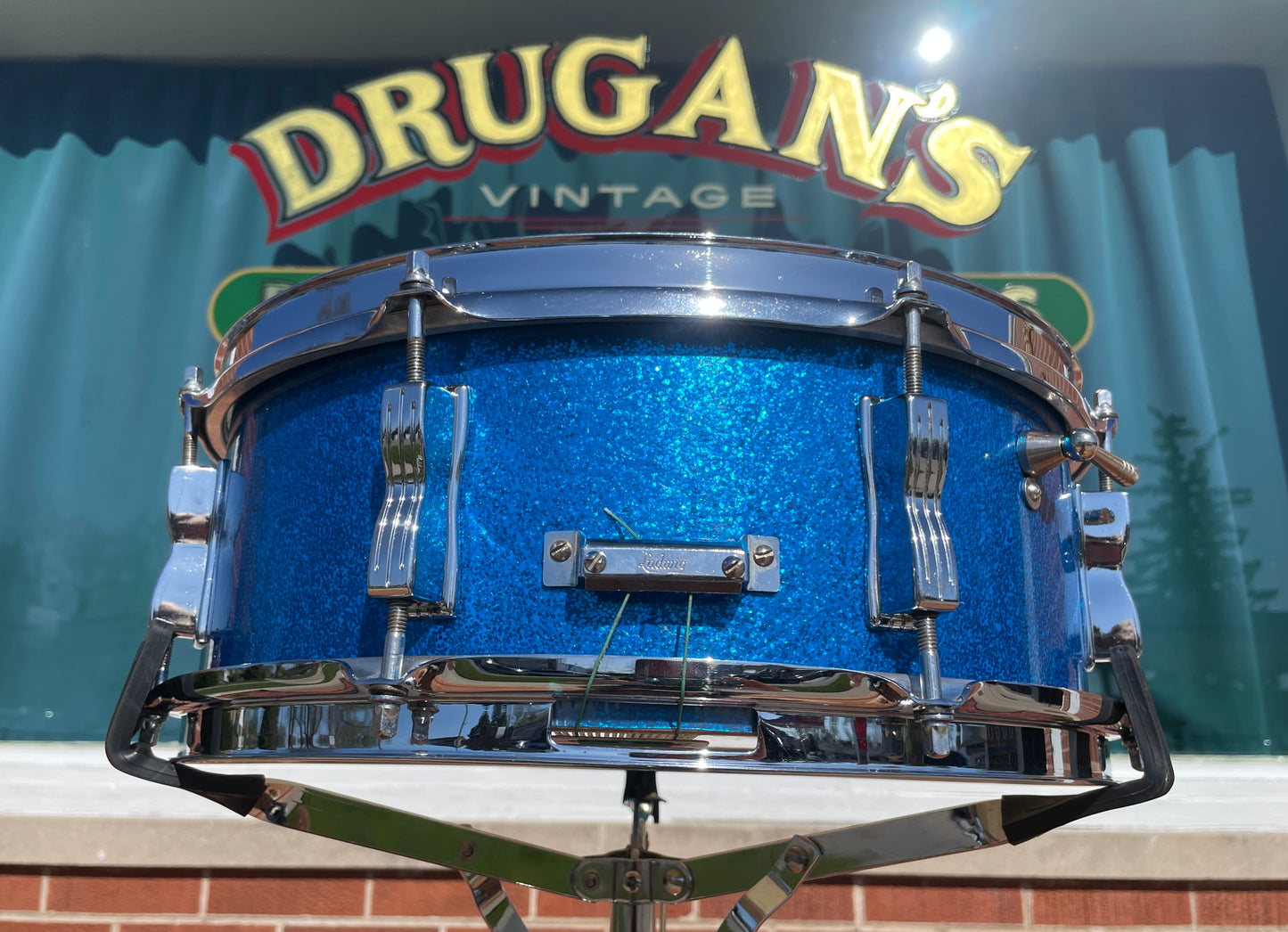 1965 Ludwig 5x14 No. 908P Jazz Festival Snare Drum Blue Sparkle COB