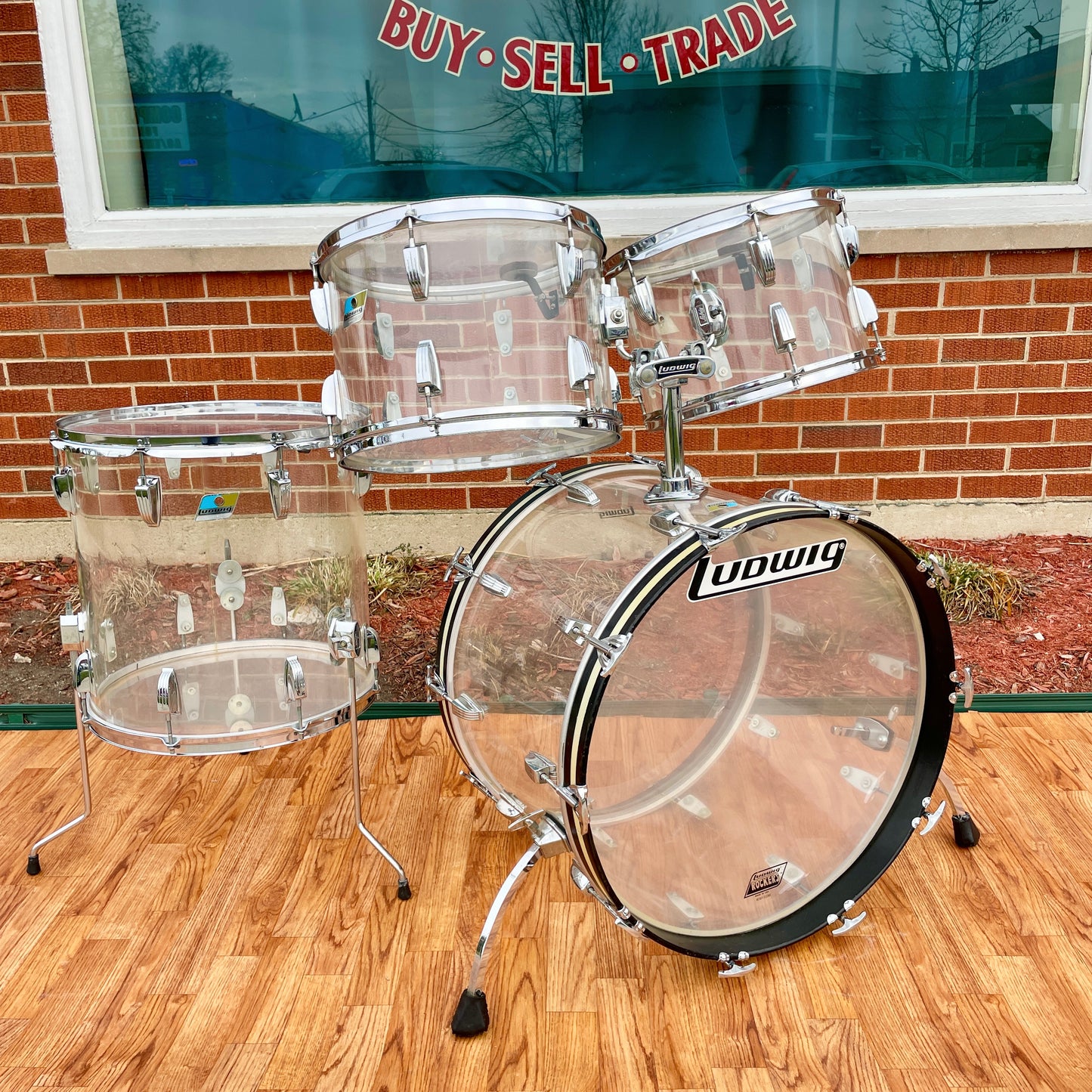 1970s Ludwig Clear Vistalite Drum Set 22/13/14/16