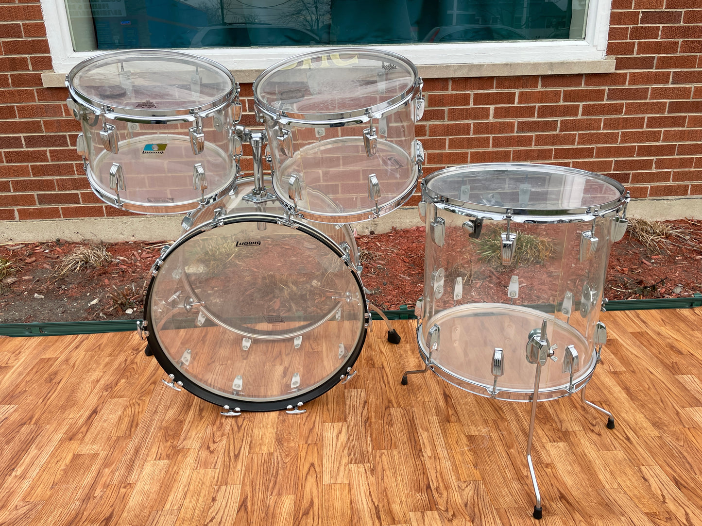 1970s Ludwig Clear Vistalite Drum Set 22/13/14/16