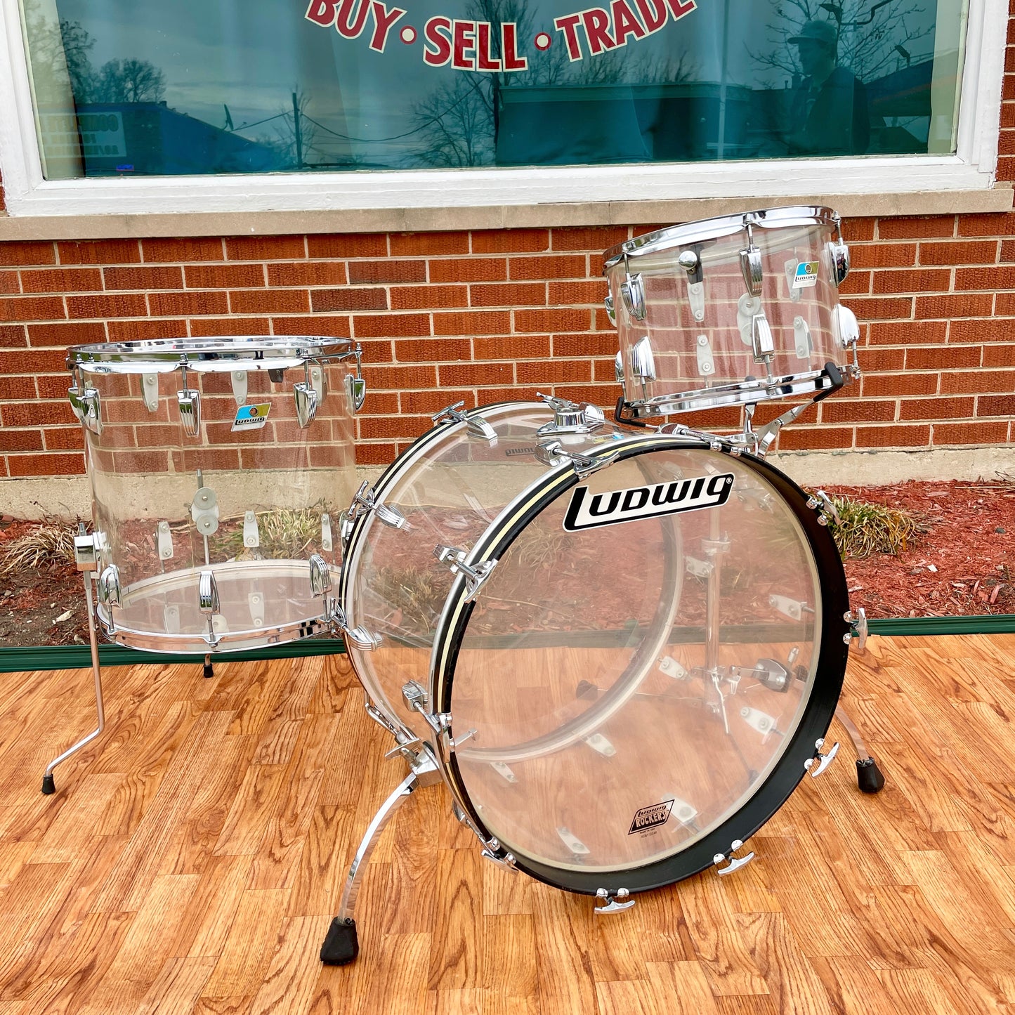 1970s Ludwig Clear Vistalite Drum Set 22/13/16