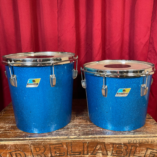 1970s Ludwig 12" Tenor Conga Drum Pair Blue Sparkle