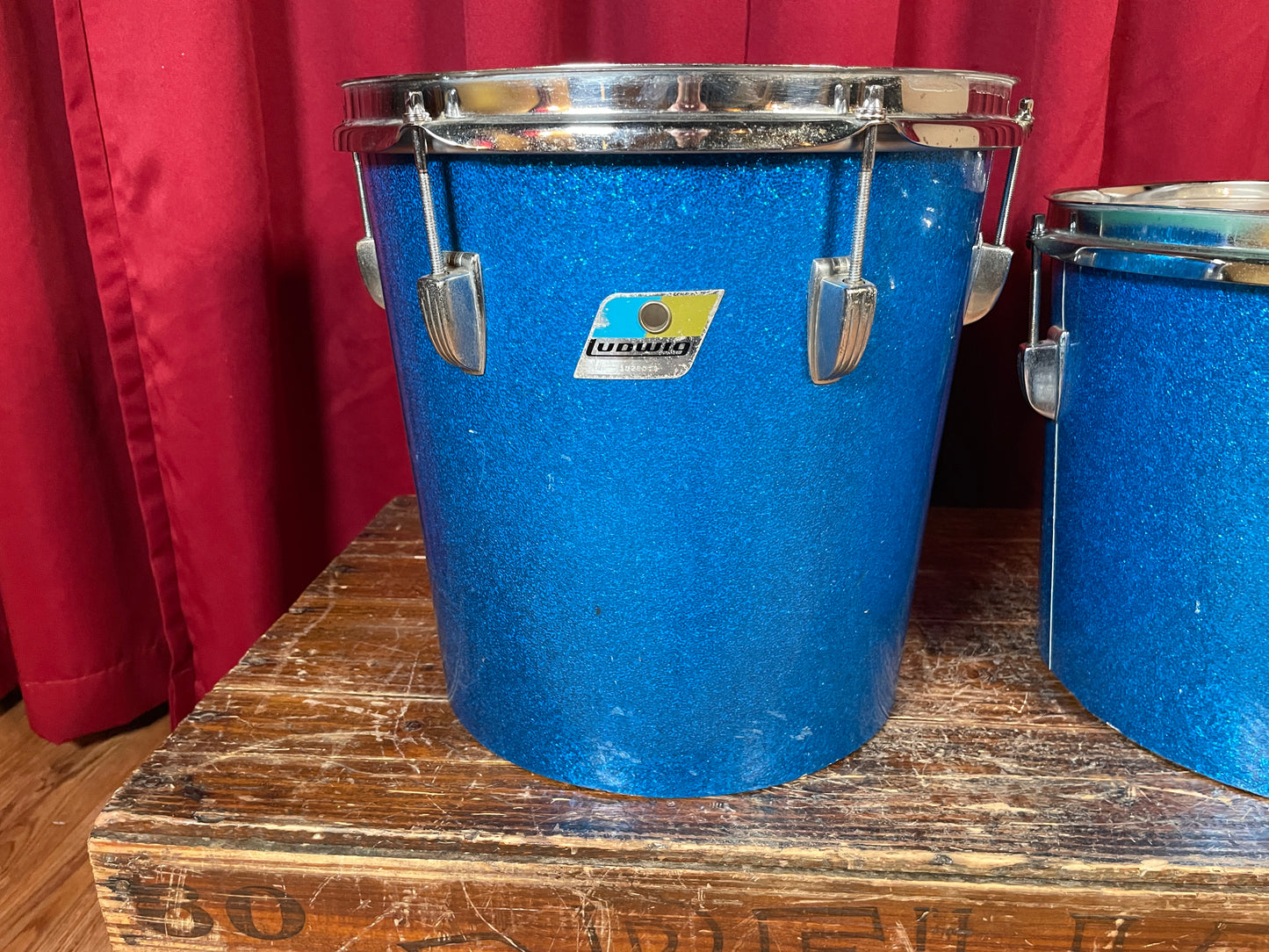 1970s Ludwig 12" Tenor Conga Drum Pair Blue Sparkle