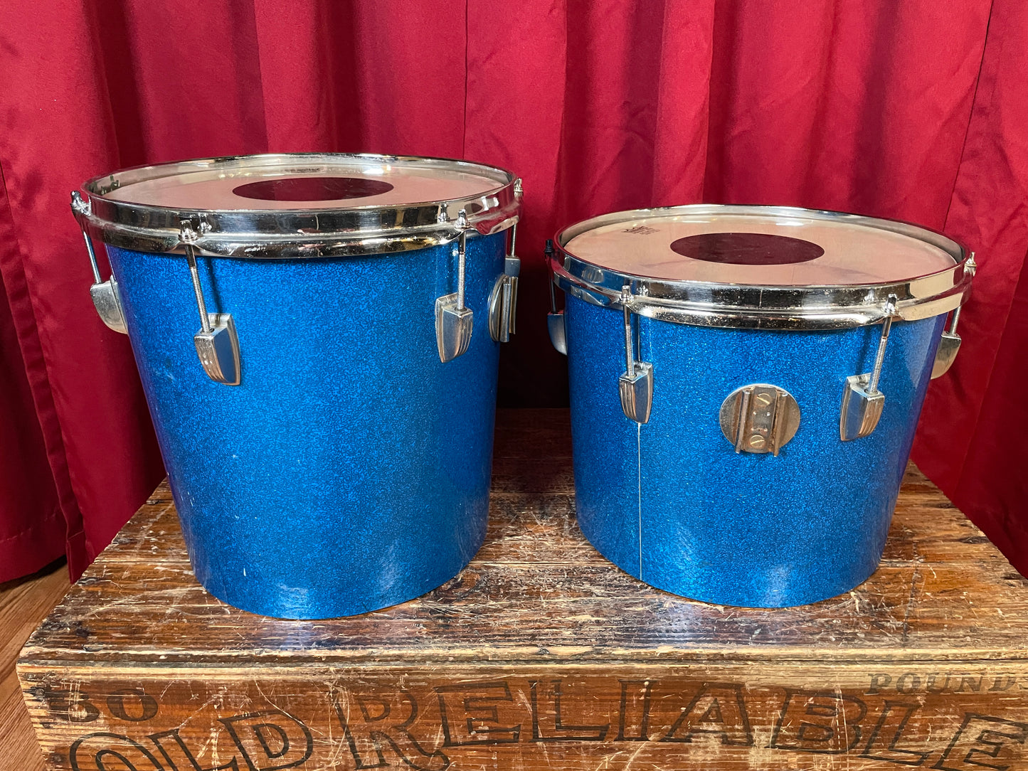 1970s Ludwig 12" Tenor Conga Drum Pair Blue Sparkle