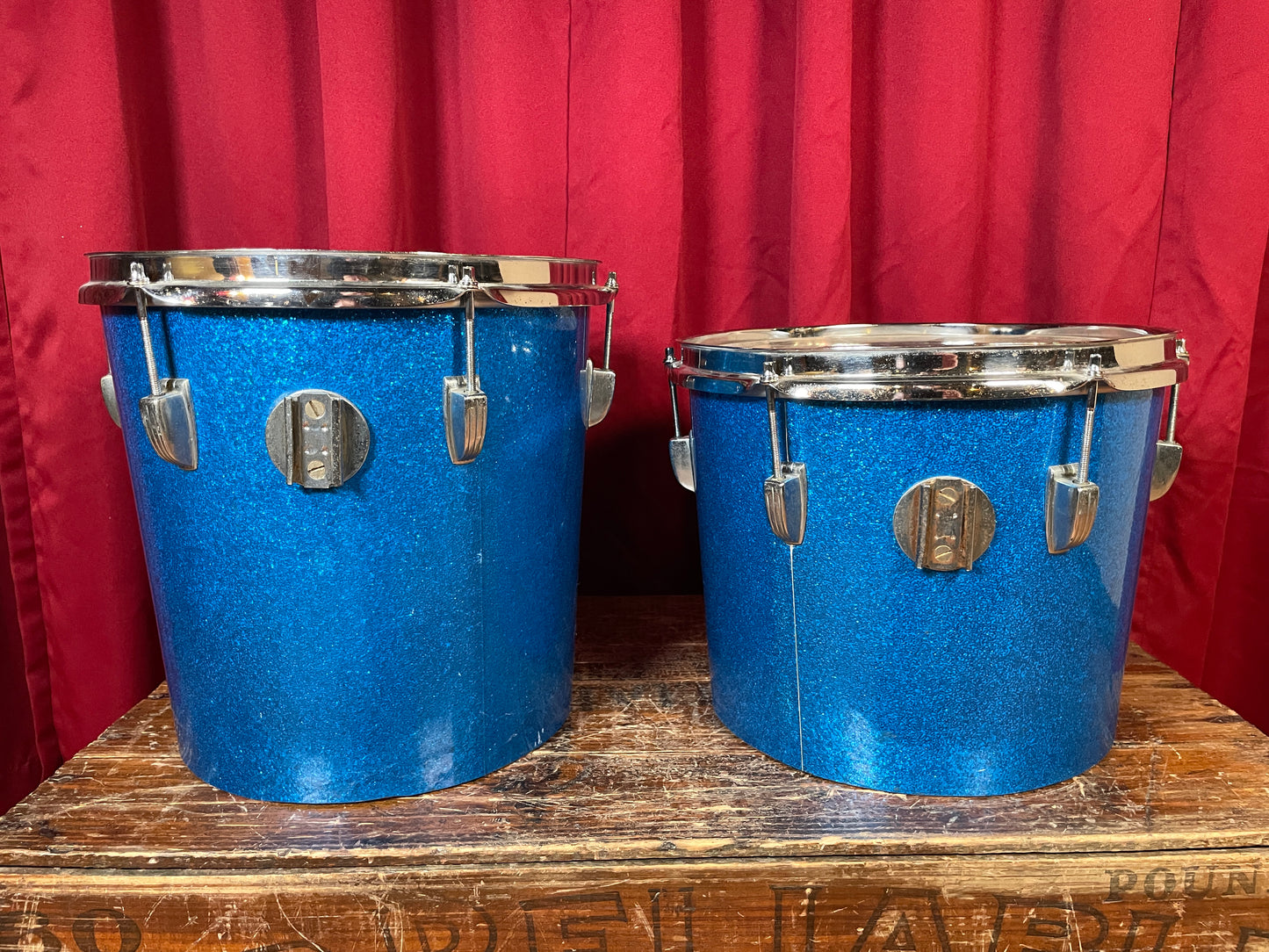 1970s Ludwig 12" Tenor Conga Drum Pair Blue Sparkle