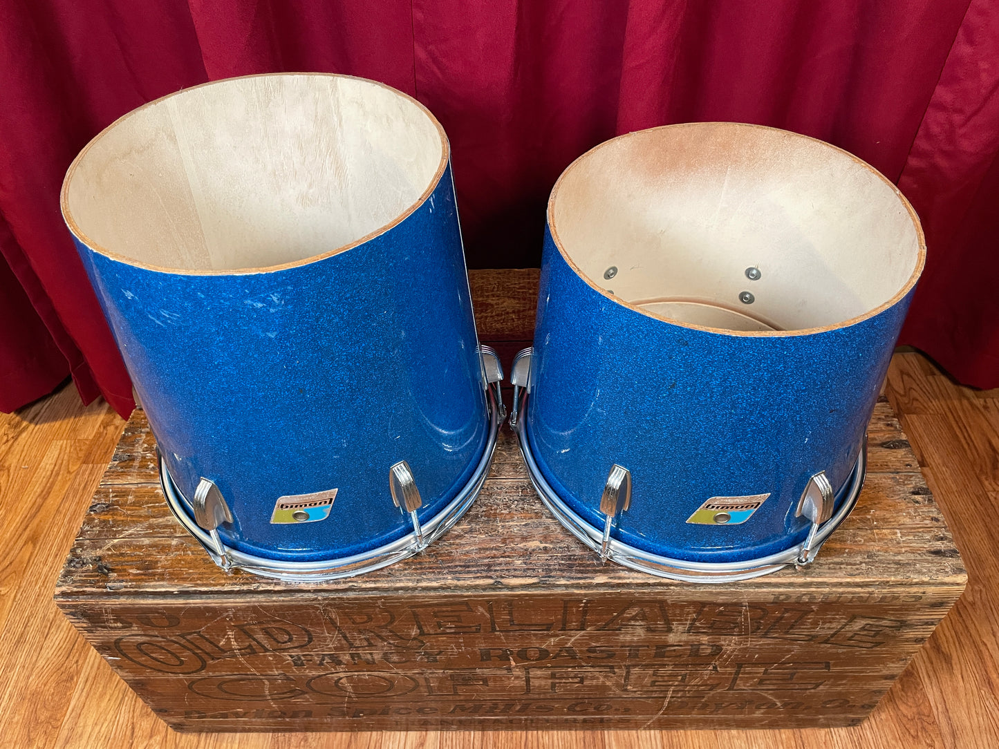 1970s Ludwig 12" Tenor Conga Drum Pair Blue Sparkle