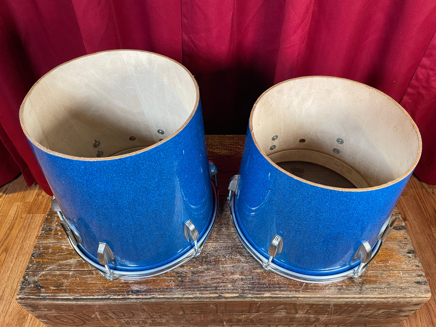 1970s Ludwig 12" Tenor Conga Drum Pair Blue Sparkle