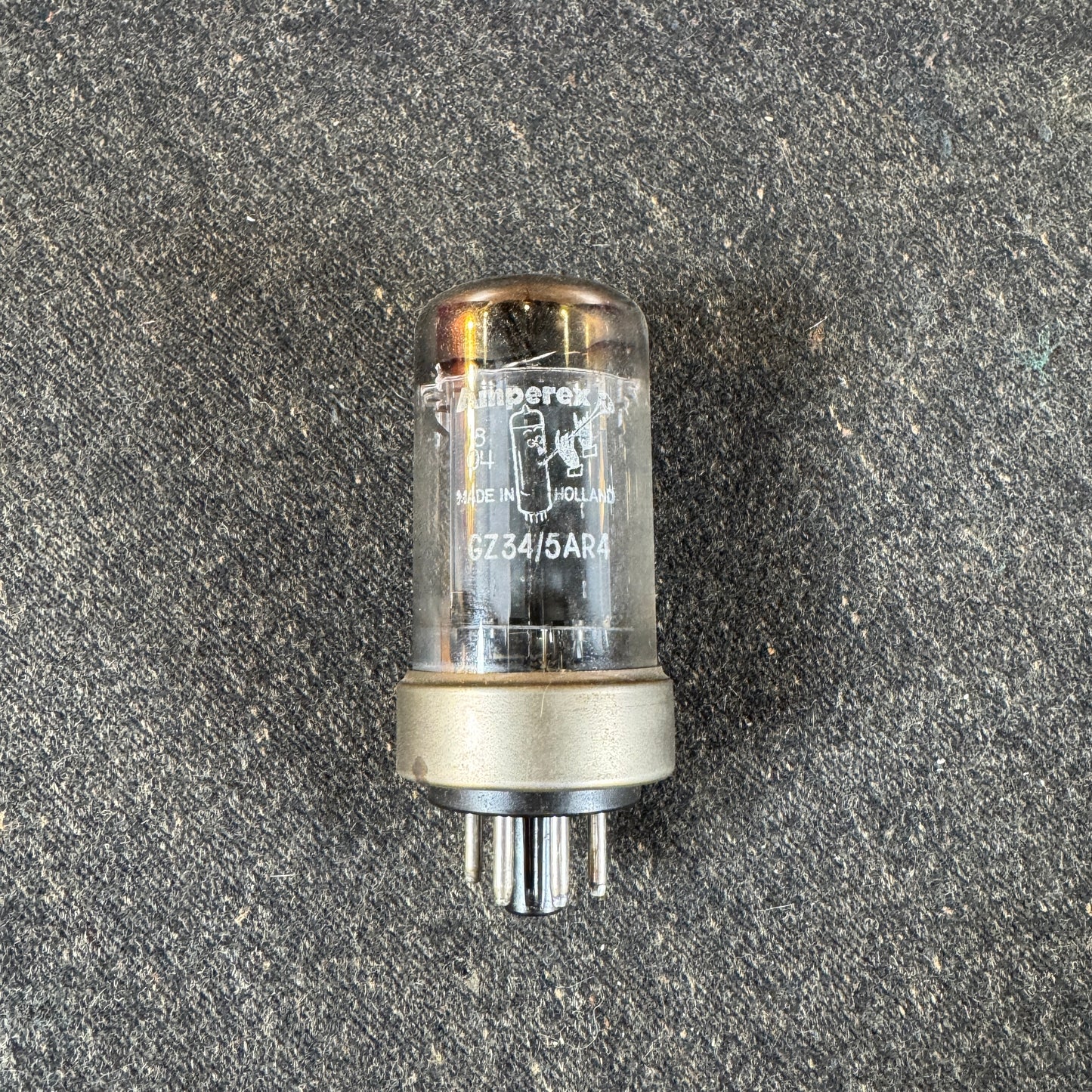 Vintage 1957 Mullard Amperex Metal Base GZ34 / 5AR4 Rectifier Tube DD Getter Valve #205