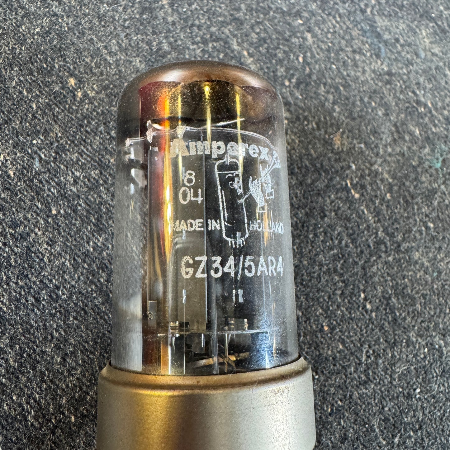 Vintage 1957 Mullard Amperex Metal Base GZ34 / 5AR4 Rectifier Tube DD Getter Valve #205