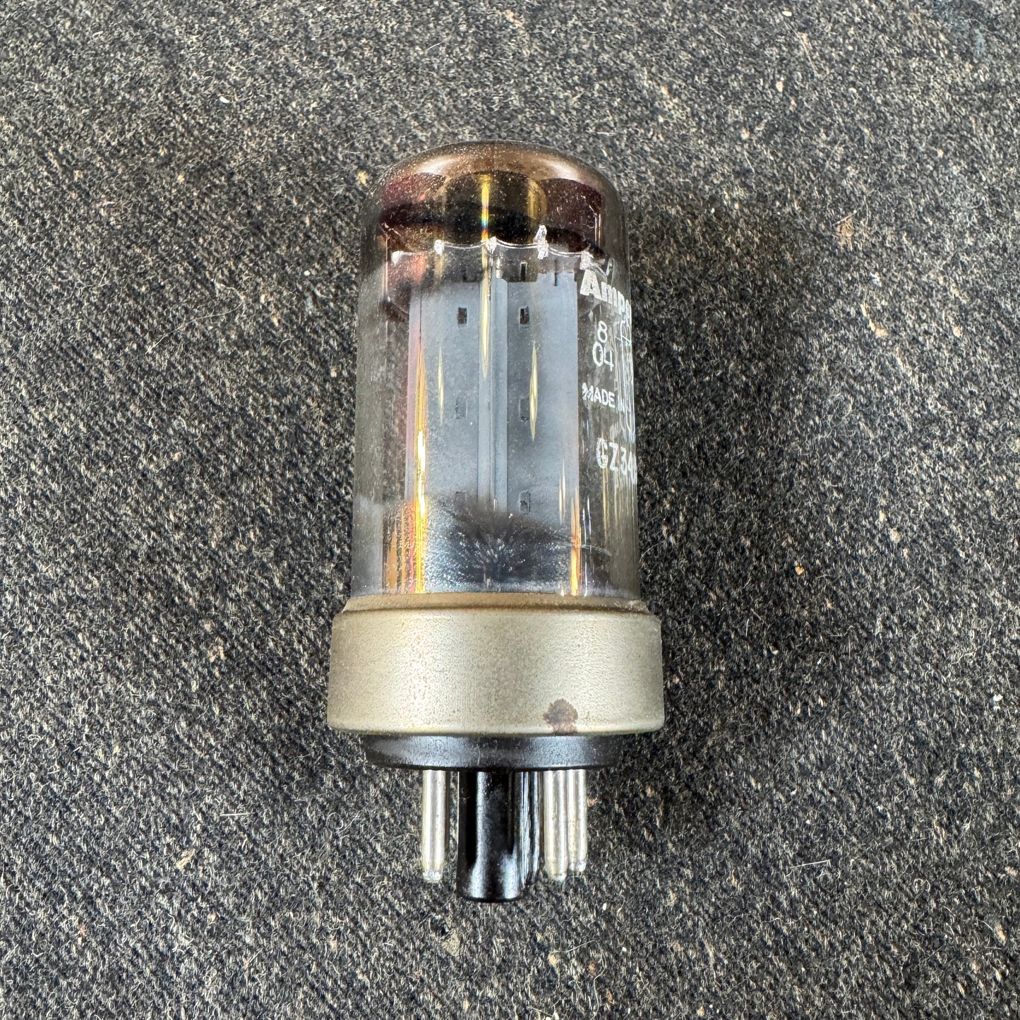 Vintage 1957 Mullard Amperex Metal Base GZ34 / 5AR4 Rectifier Tube DD Getter Valve #205