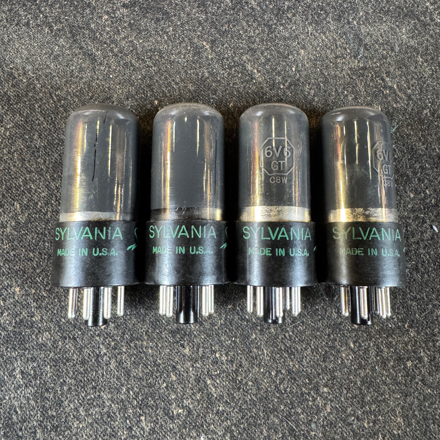 Vintage 1940s Sylvania 6V6GT Set of 4 Amplifier Power Tubes Quad Quartet #194