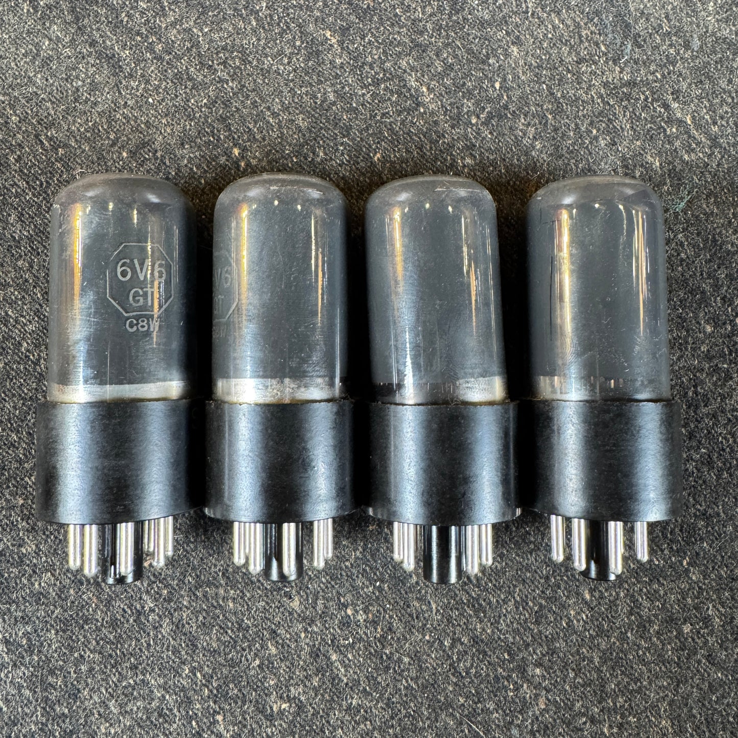 Vintage 1940s Sylvania 6V6GT Set of 4 Amplifier Power Tubes Quad Quartet #194