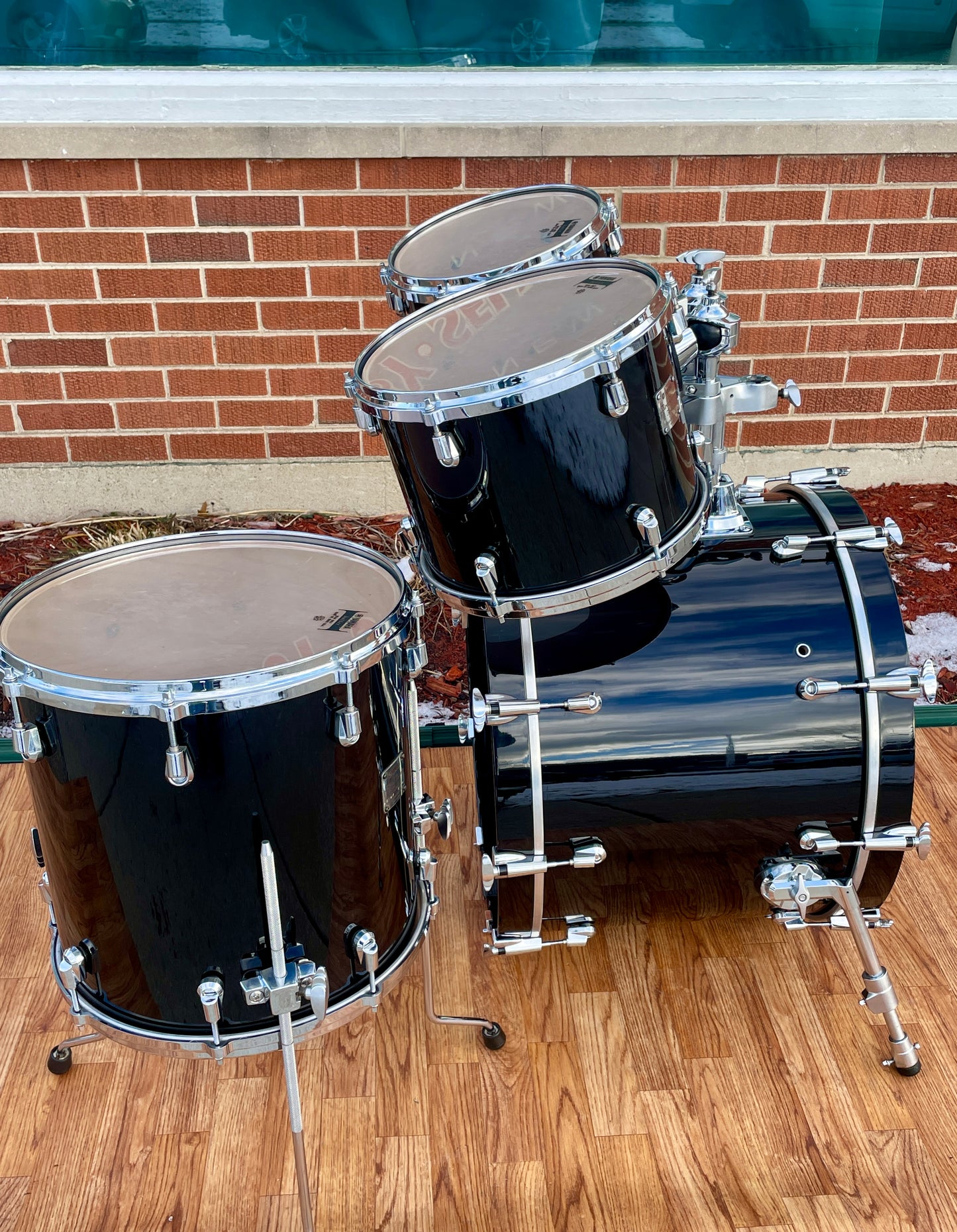 2003 Yamaha Birch Custom Absolute Nouveau Drum Set Piano Black MIJ 22/10/12/14