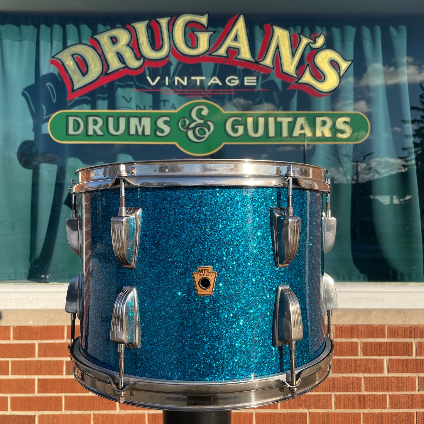 1957 WFL Ludwig Super Classic 9x13 Tom Drum Blue Sparkle