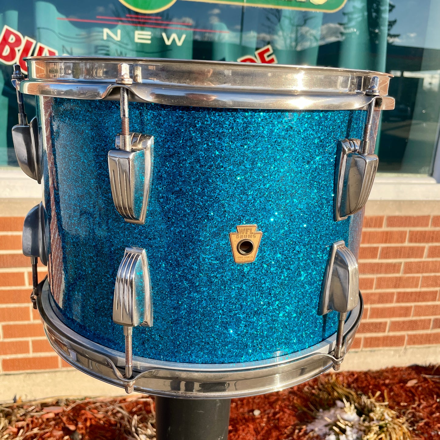 1957 WFL Ludwig Super Classic 9x13 Tom Drum Blue Sparkle