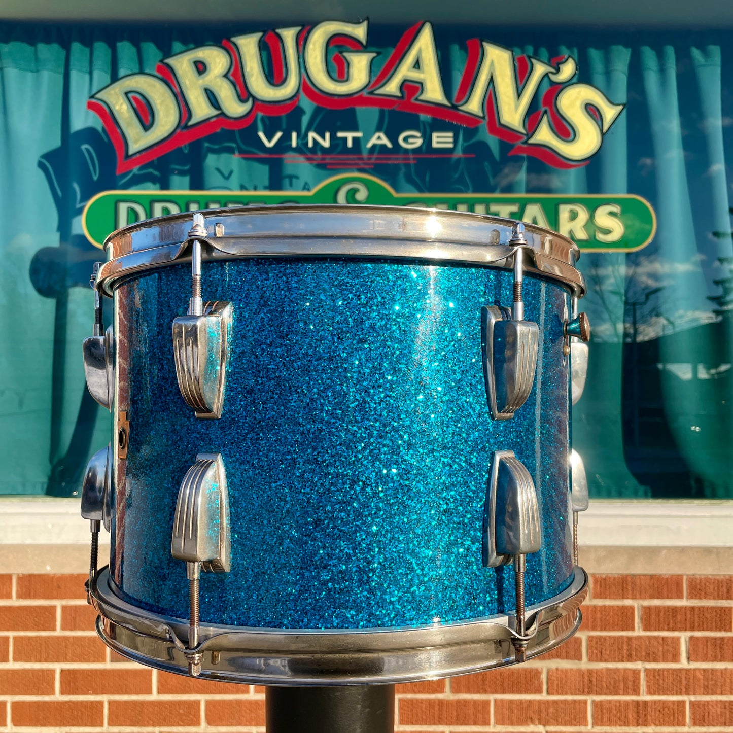 1957 WFL Ludwig Super Classic 9x13 Tom Drum Blue Sparkle