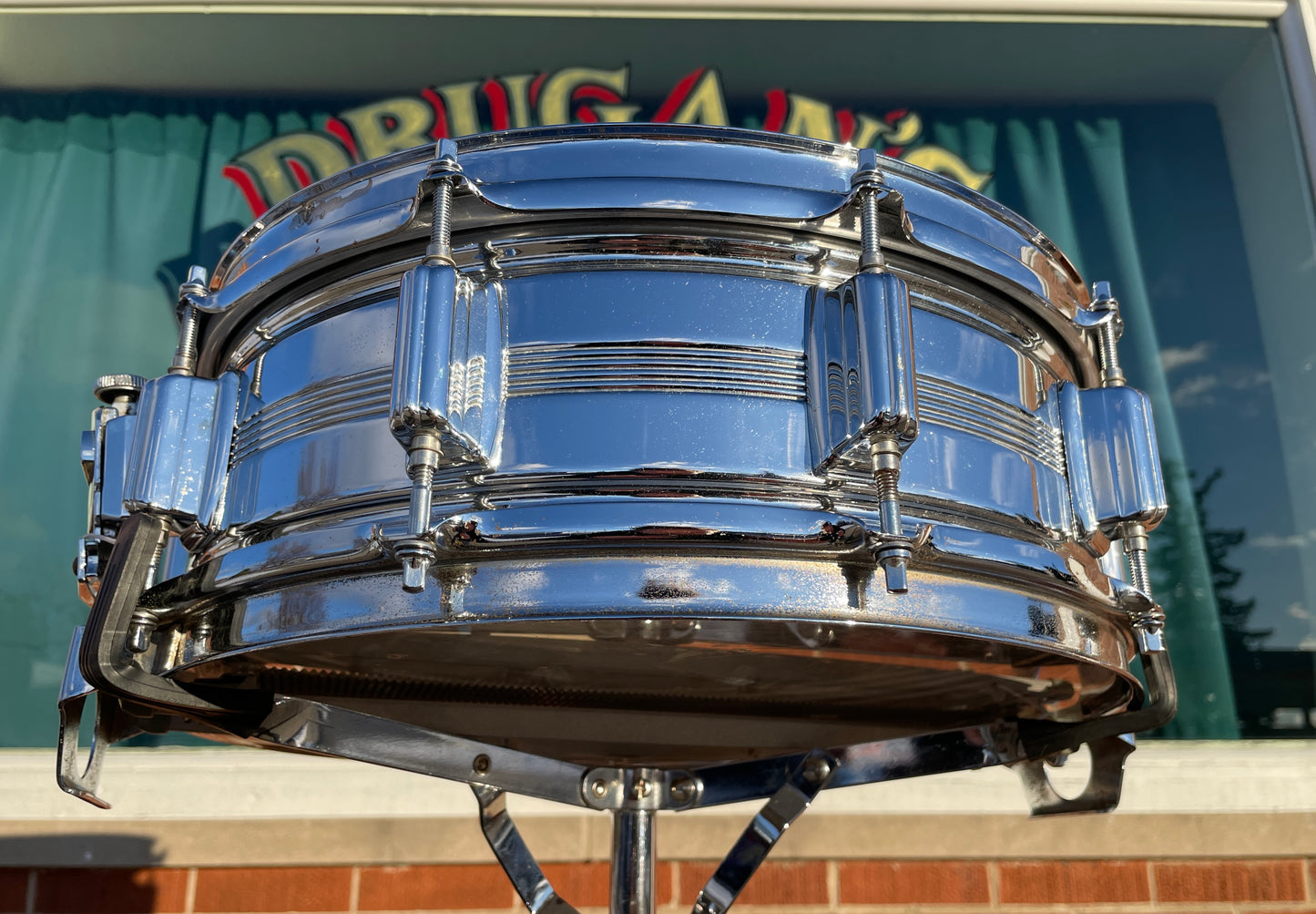 Vintage Rogers 5x14 Dynasonic "Big R" Snare Drum Chrome Over Brass