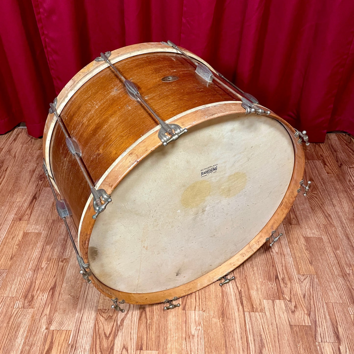 1950-1953 Slingerland 14x24 Artist Model Single Tension Bass Drum Mahogany