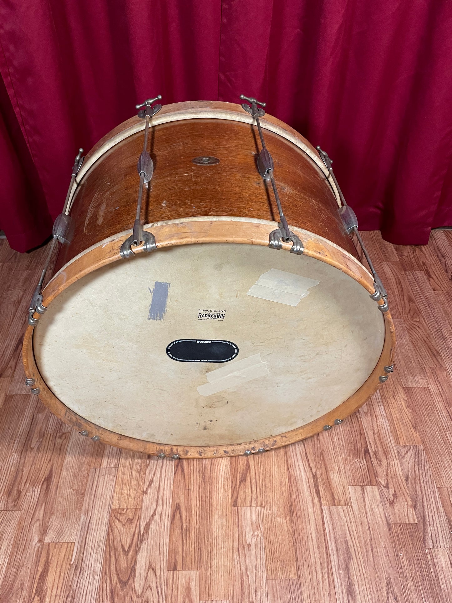 1950-1953 Slingerland 14x24 Artist Model Single Tension Bass Drum Mahogany