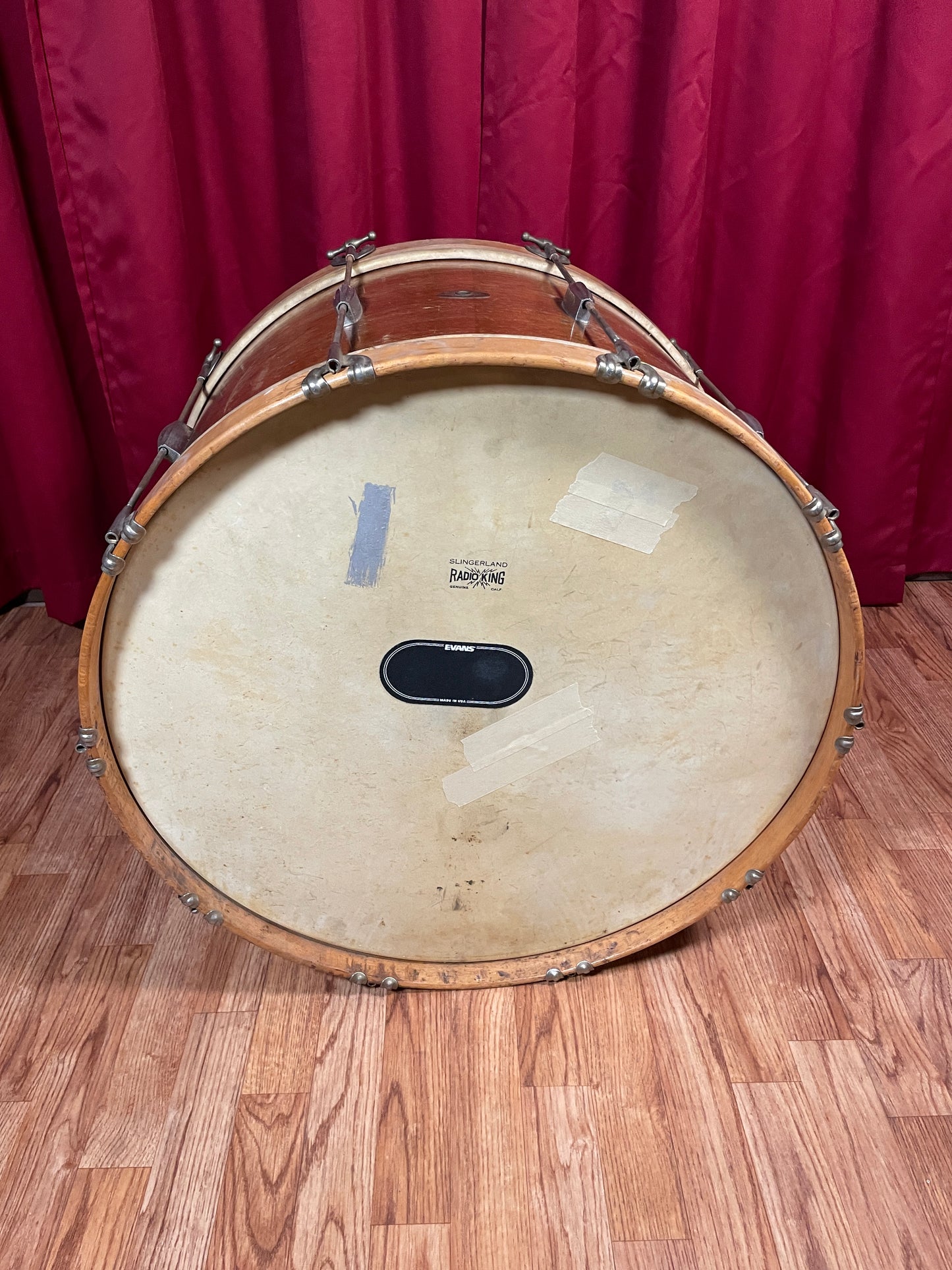 1950-1953 Slingerland 14x24 Artist Model Single Tension Bass Drum Mahogany