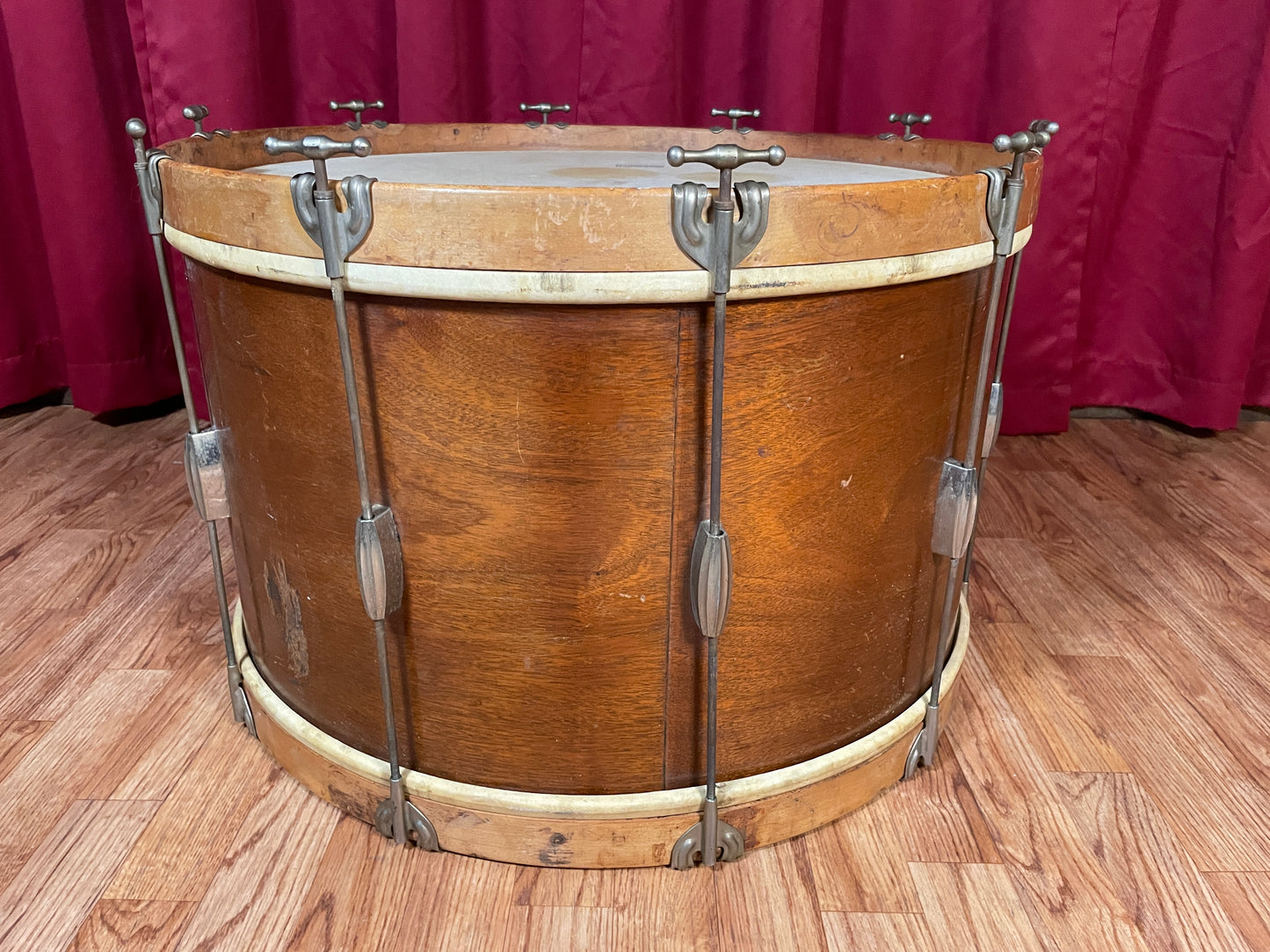 1950-1953 Slingerland 14x24 Artist Model Single Tension Bass Drum Mahogany