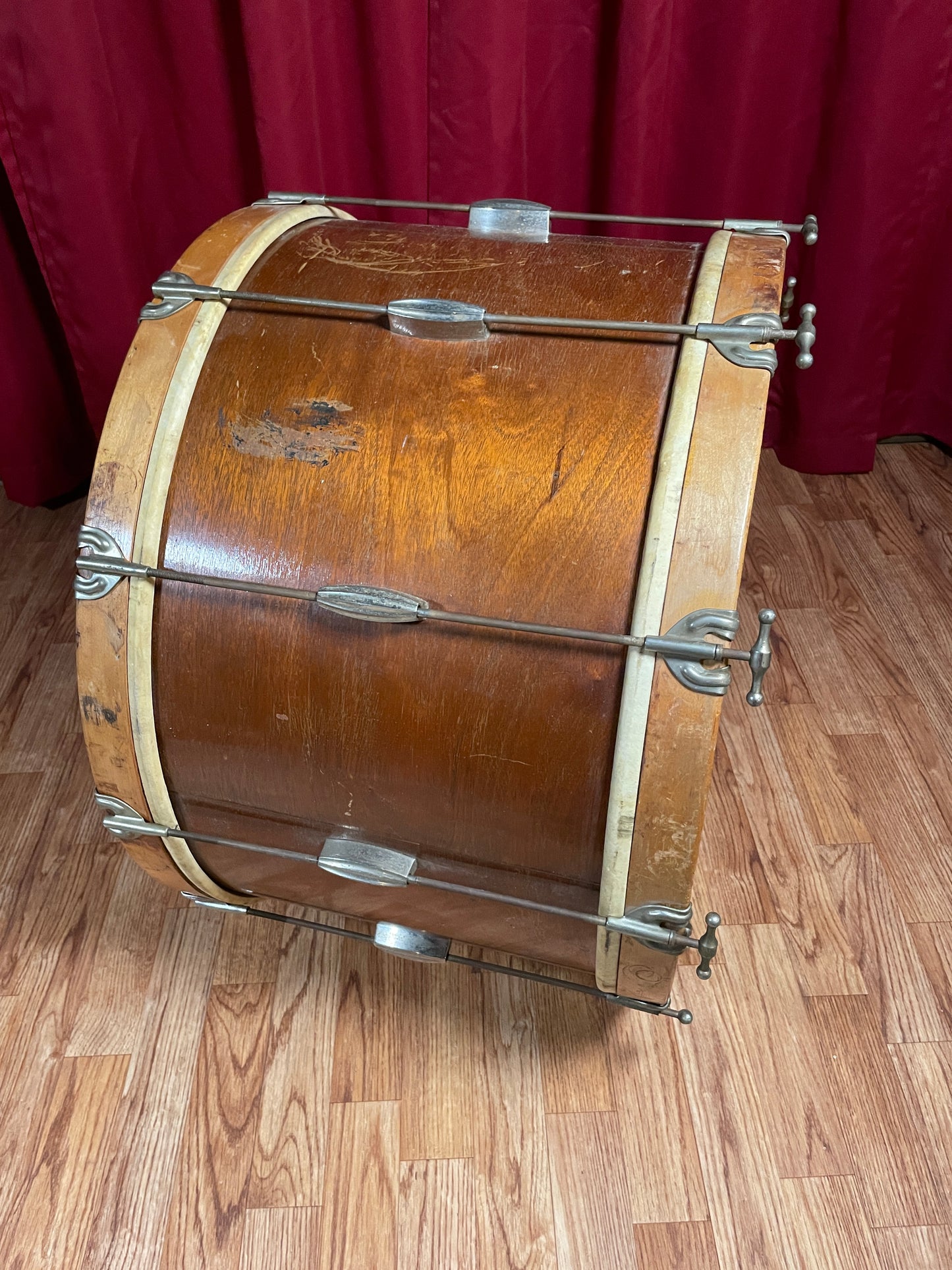 1950-1953 Slingerland 14x24 Artist Model Single Tension Bass Drum Mahogany