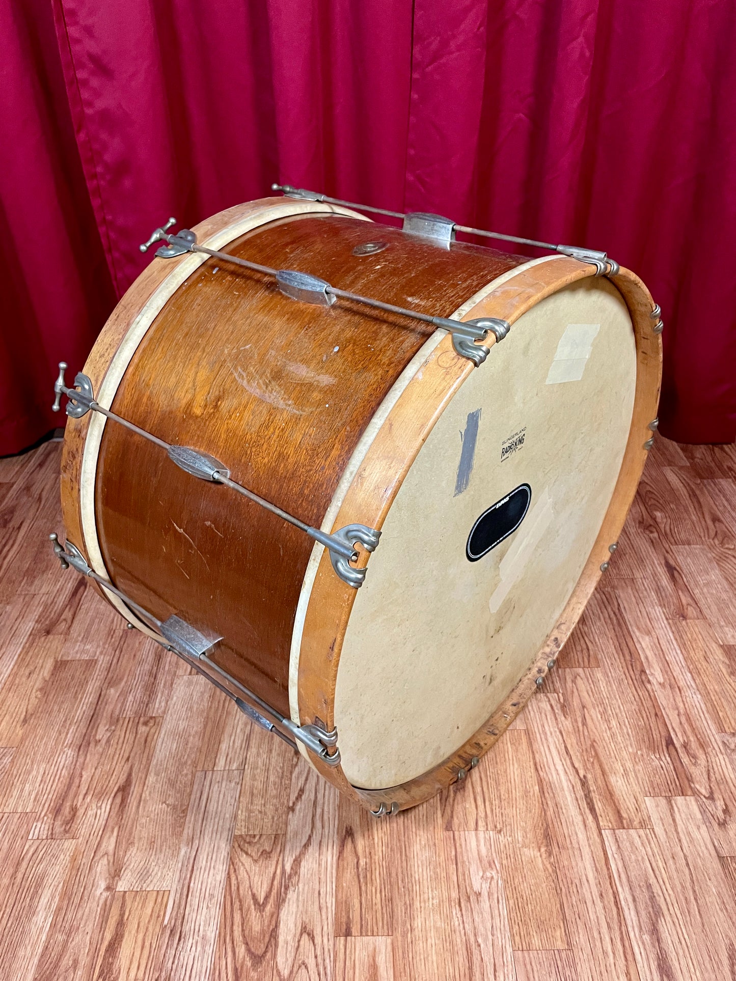 1950-1953 Slingerland 14x24 Artist Model Single Tension Bass Drum Mahogany