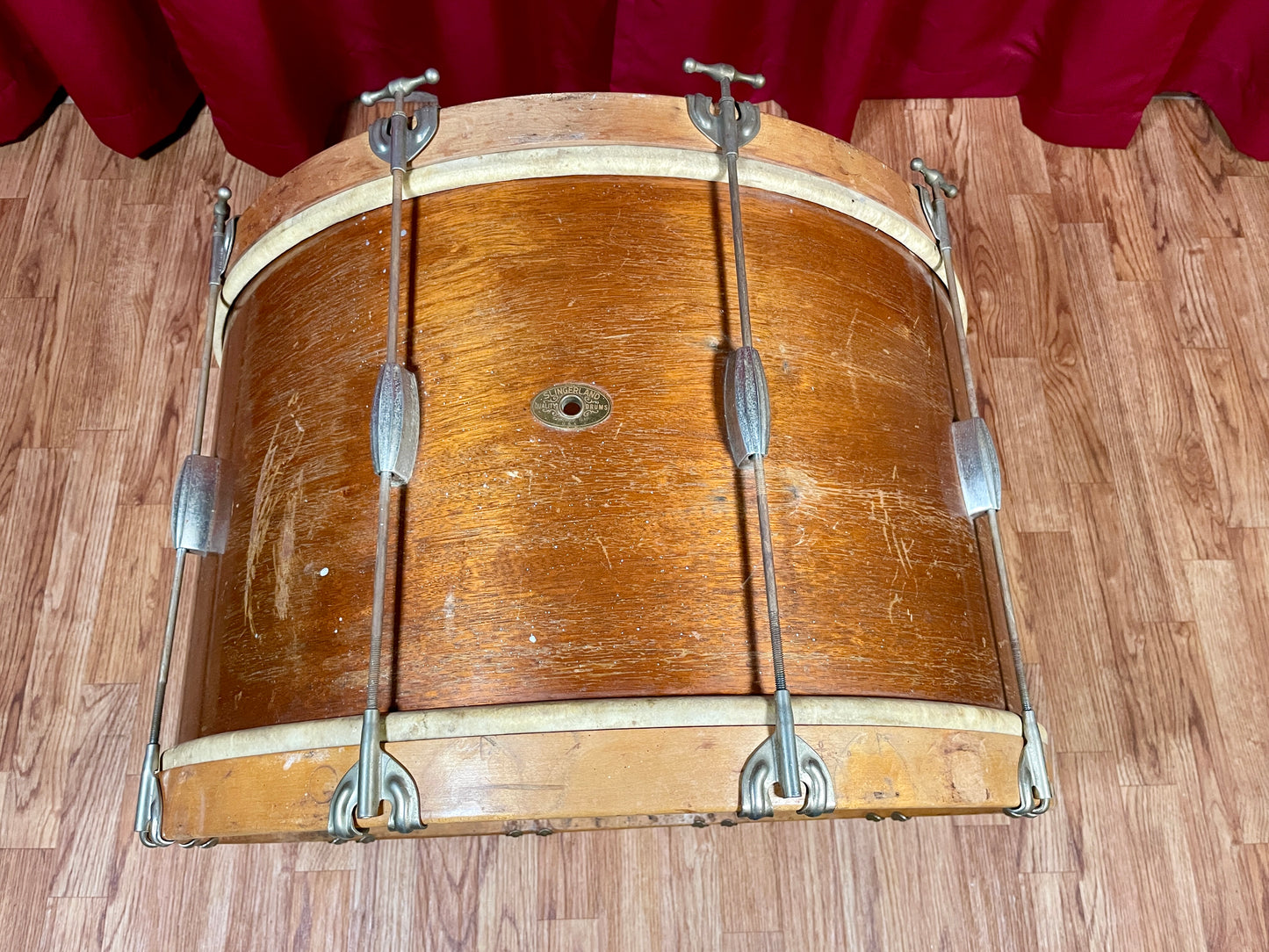 1950-1953 Slingerland 14x24 Artist Model Single Tension Bass Drum Mahogany