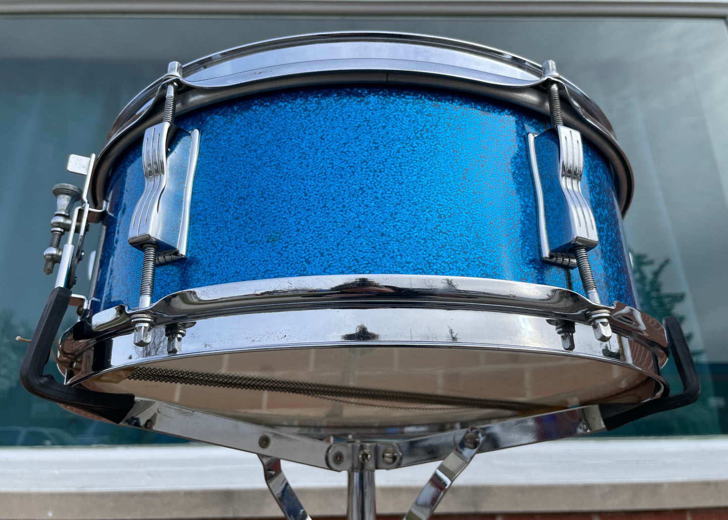 1965 Ludwig 5x14 Pioneer Snare Drum No. 491 Blue Sparkle