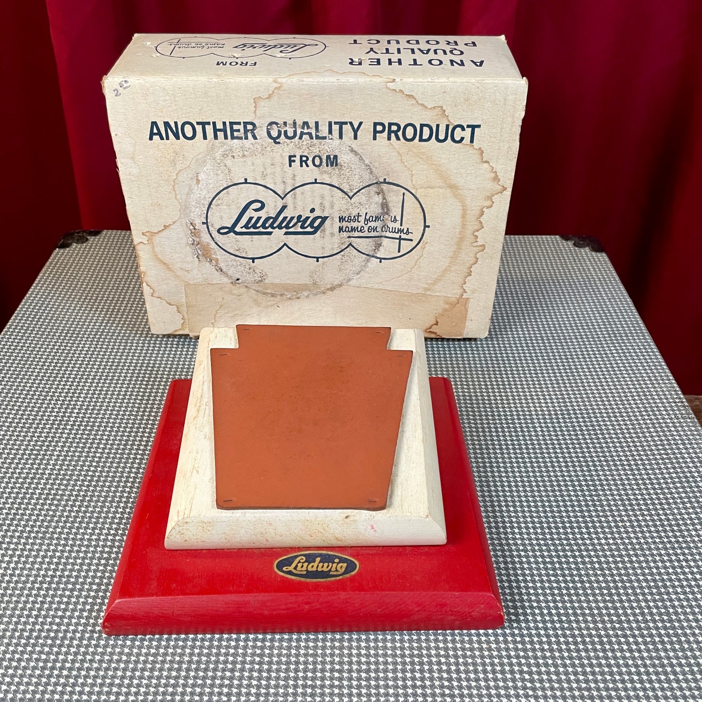 1960s Ludwig No. 356 Light Duty Practice Pad Keystone Rubber w/ Original Box