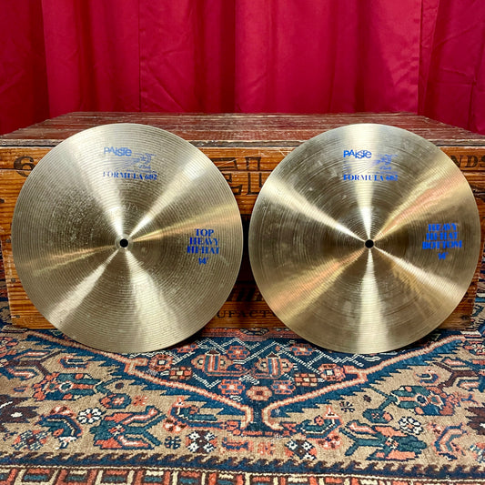 14" Paiste 1980s Blue Label Formula 602 Heavy Hi-Hat Cymbals 1058g/1182g *Video Demo*