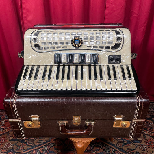 Vintage Stradavox 41-Key 120 Bass Piano Accordion White Marine Pearl w/ Case