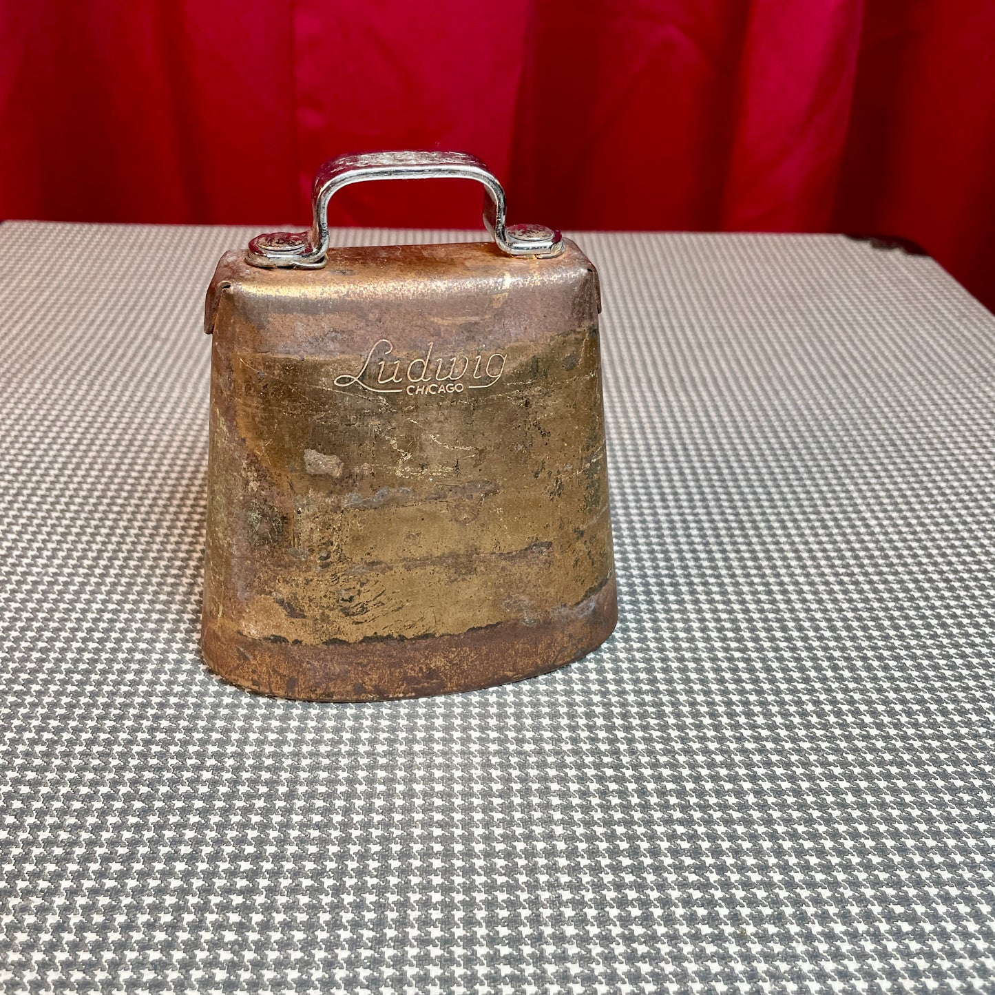 1960s Ludwig 4" Golden Tone No. 128 Cow Bell w/ Cowbell Holder