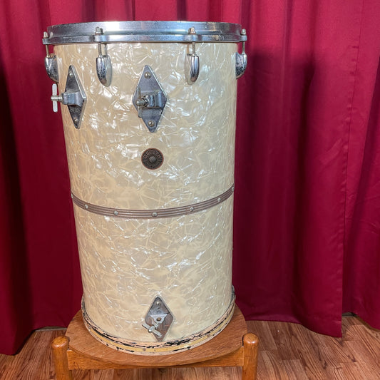 1960s Gretsch 24x14 Single Headed Cocktail Drum PX4182 White Pearl Round Badge 6 ply