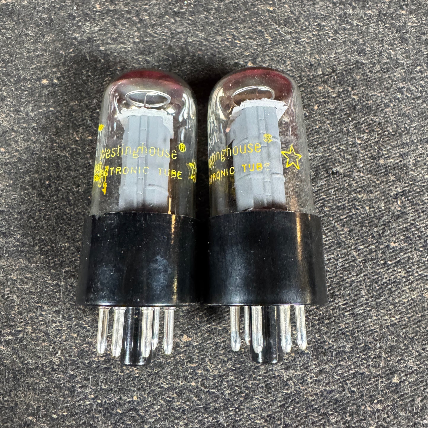 Vintage Westinghouse 6V6GTA Pair Amplifier Power Tubes Duet 6V6 #222