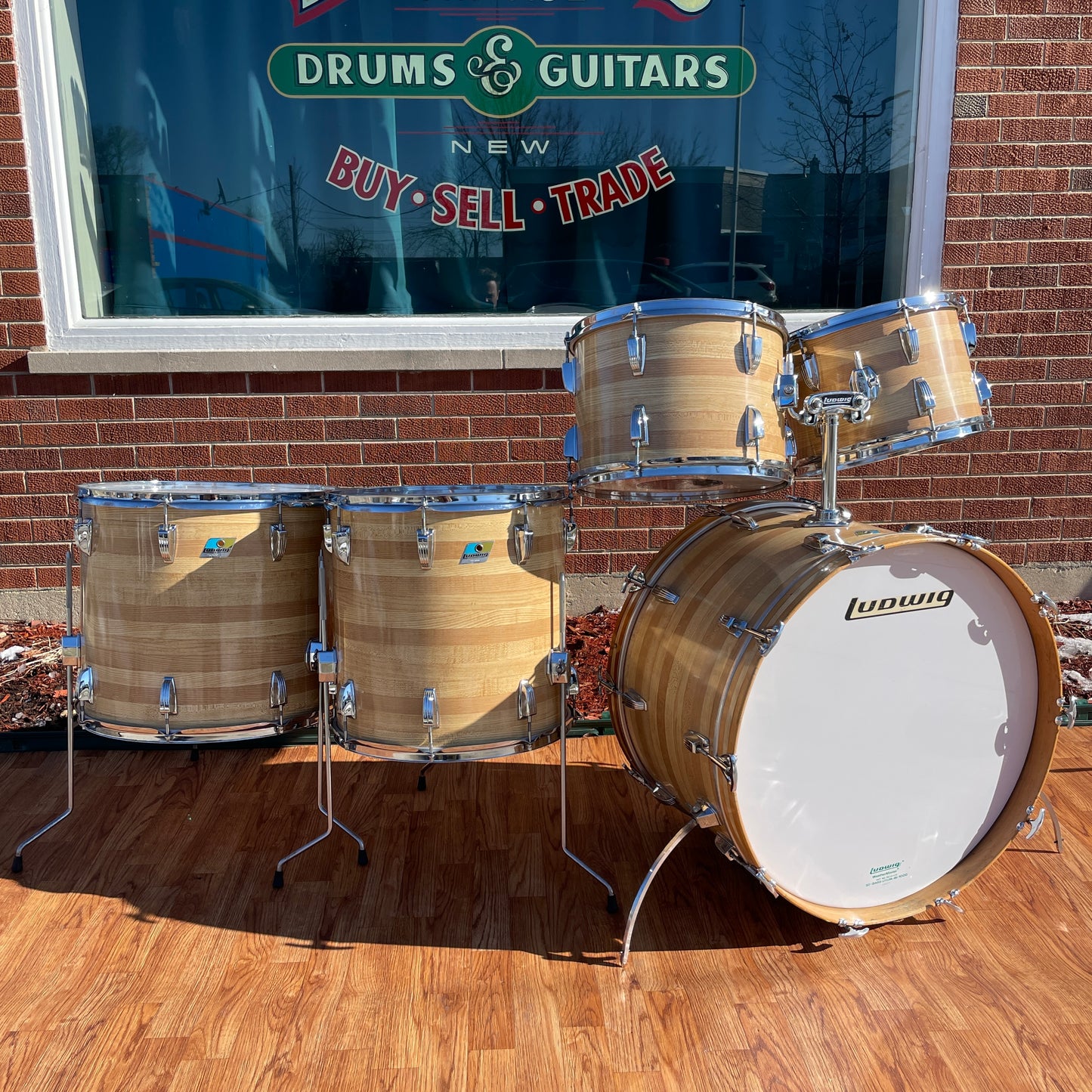 1970s Ludwig Pro-Beat 3-Ply Drum Set Butcher Block Cortex 24/13/14/16/18