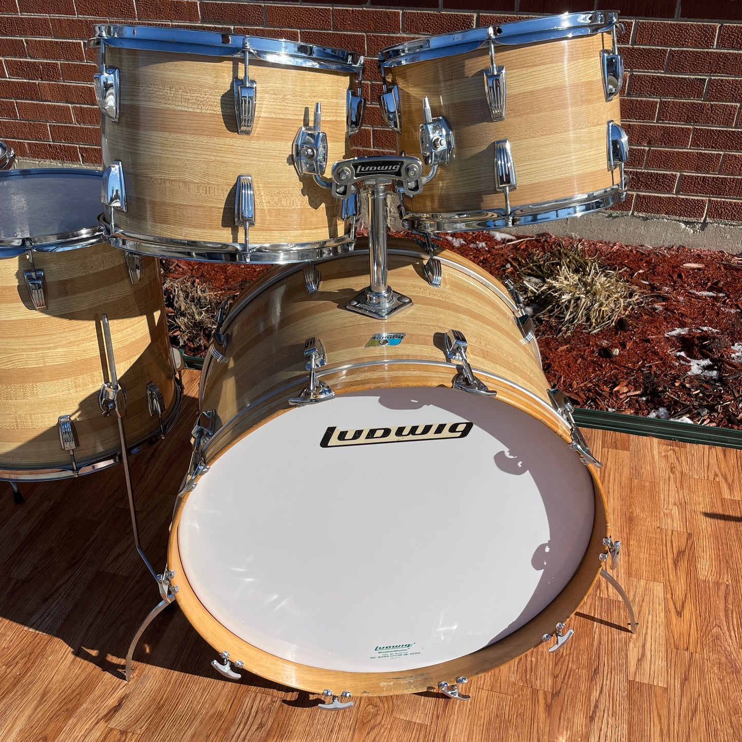 1970s Ludwig Pro-Beat 3-Ply Drum Set Butcher Block Cortex 24/13/14/16/18