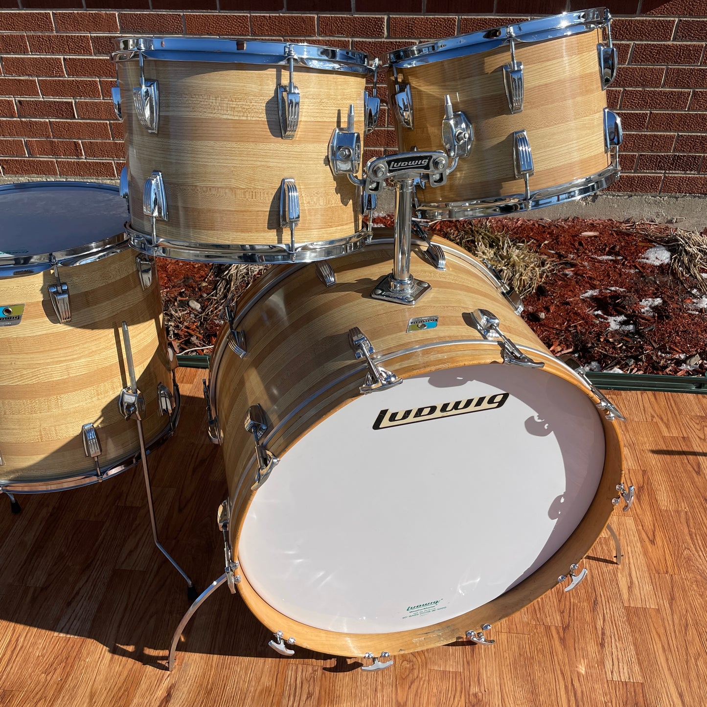 1970s Ludwig Pro-Beat 3-Ply Drum Set Butcher Block Cortex 24/13/14/16/18