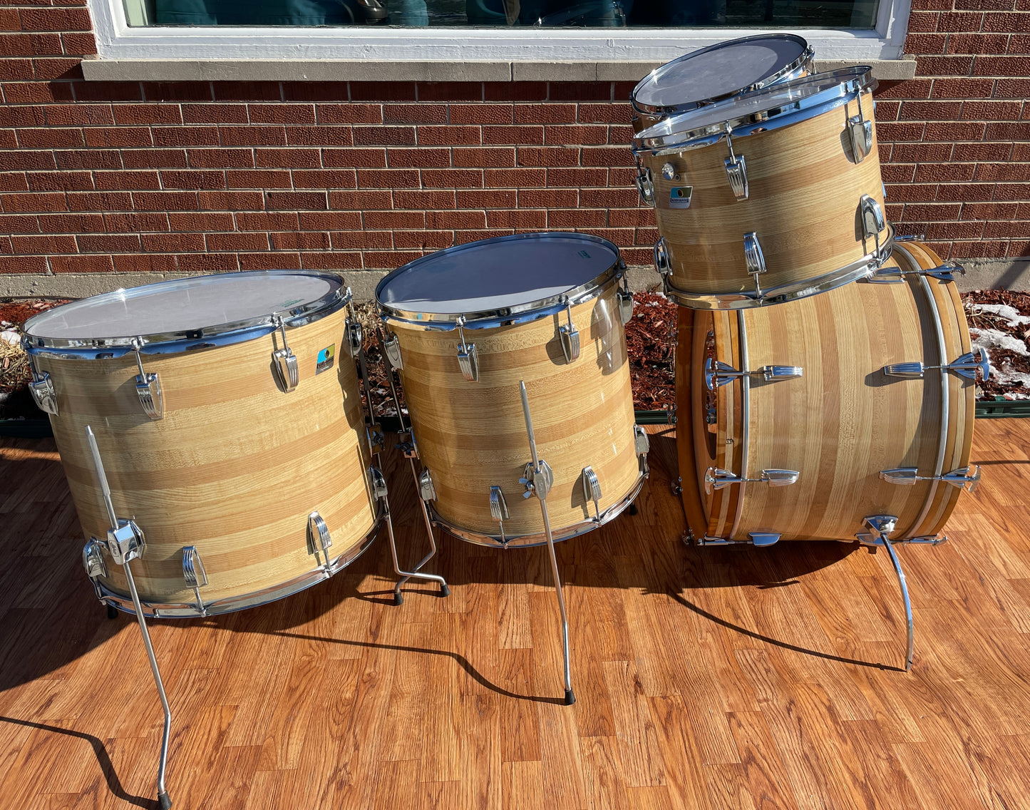 1970s Ludwig Pro-Beat 3-Ply Drum Set Butcher Block Cortex 24/13/14/16/18