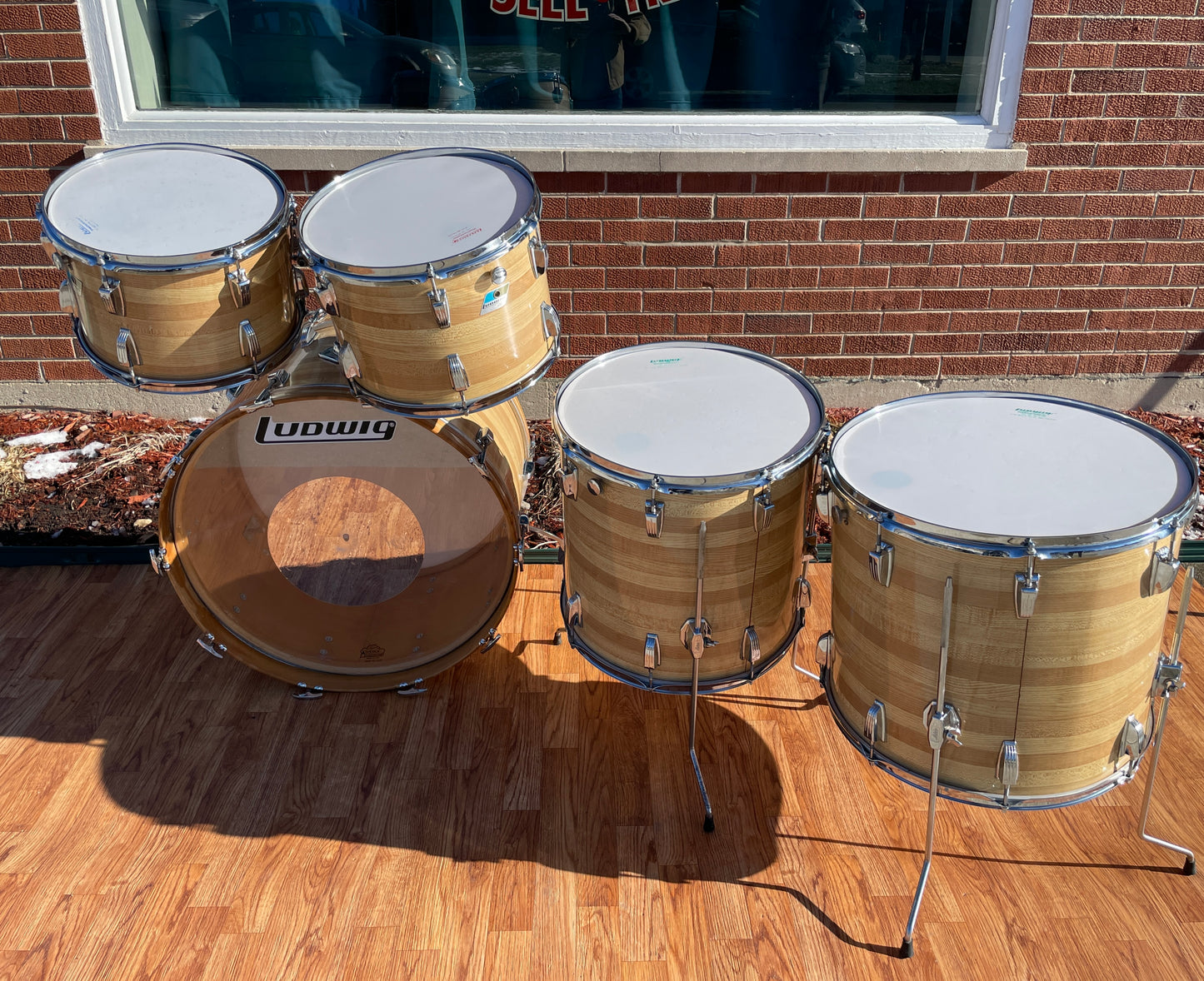 1970s Ludwig Pro-Beat 3-Ply Drum Set Butcher Block Cortex 24/13/14/16/18