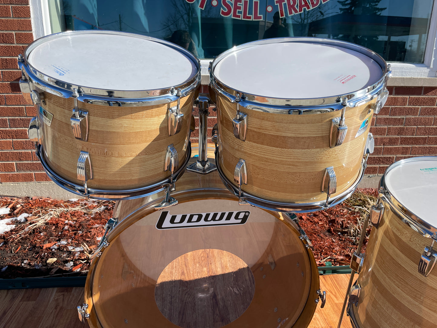 1970s Ludwig Pro-Beat 3-Ply Drum Set Butcher Block Cortex 24/13/14/16/18