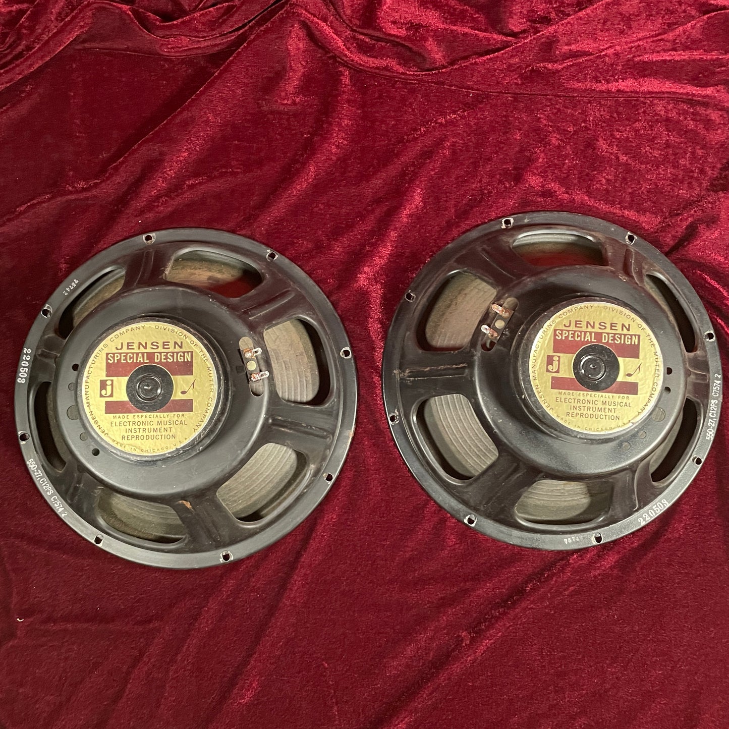 1965 Jensen 12" C12PS Speaker Pair 8 Ohm (Stock #7 & #8)