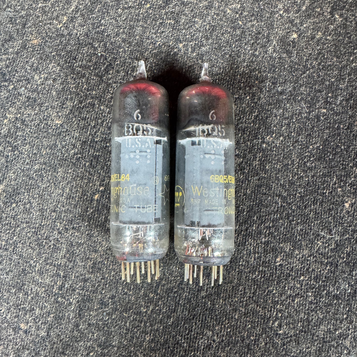 Vintage Westinghouse by GE 6BQ5 / EL84 Pair Amplifier Power Tubes Duet General Electric #245