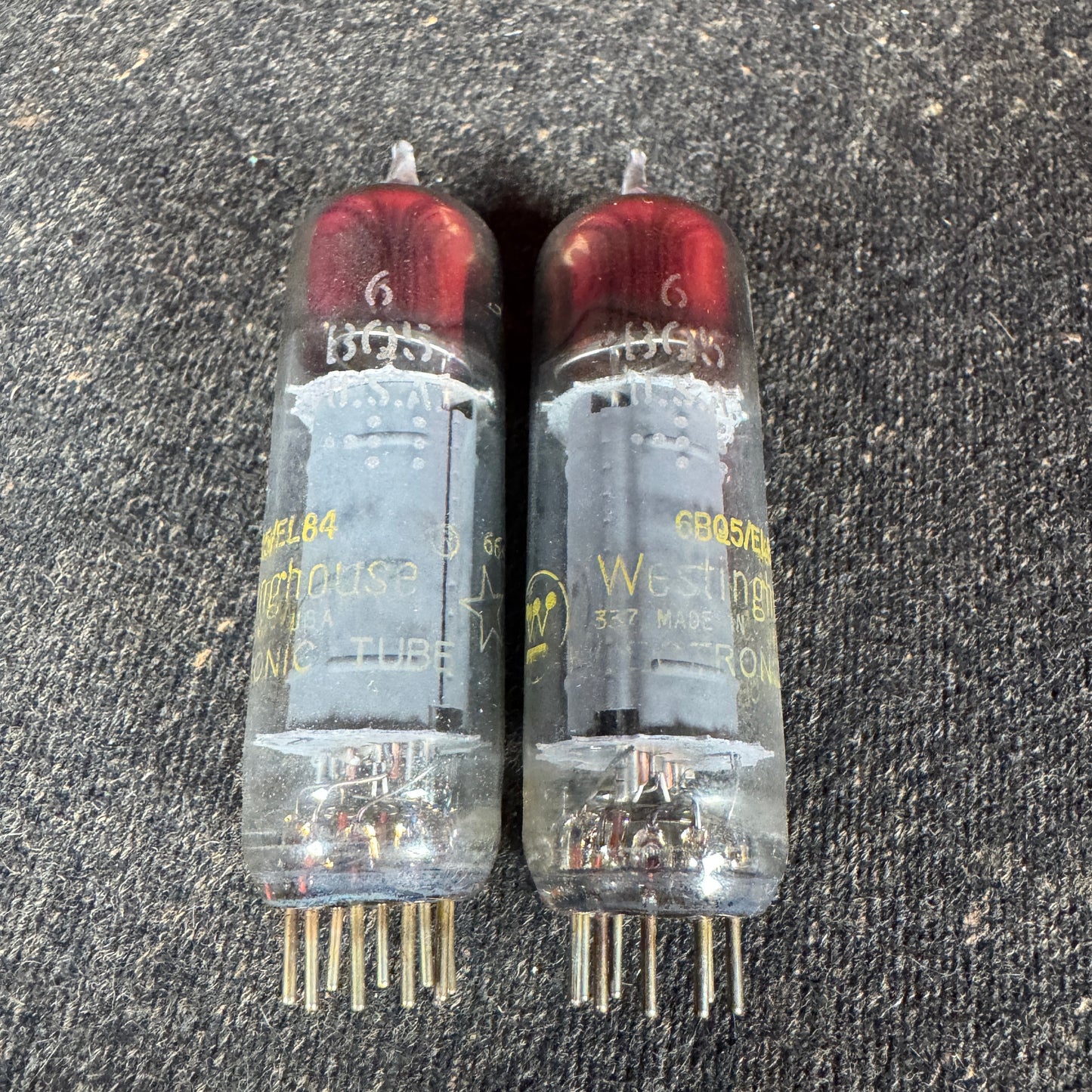 Vintage Westinghouse by GE 6BQ5 / EL84 Pair Amplifier Power Tubes Duet General Electric #245